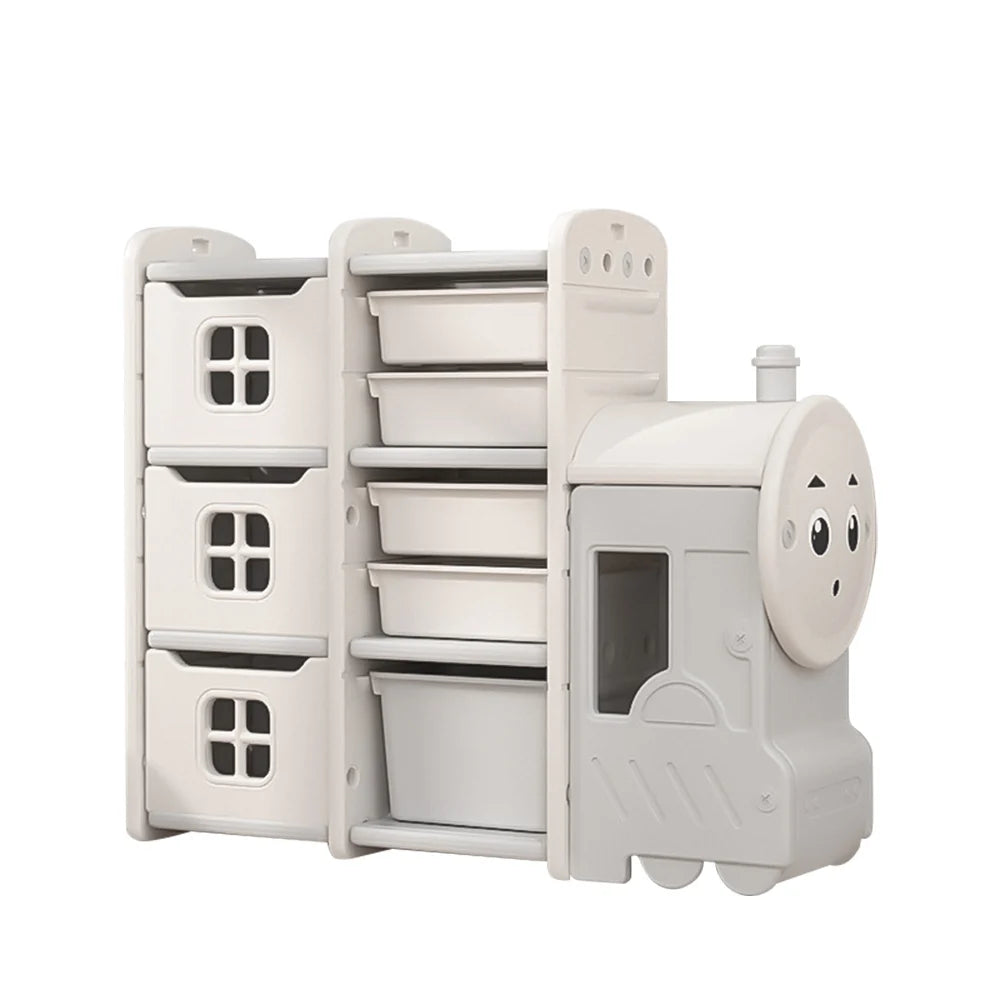 New Cute Train Shape Toys Storage Rack for Kids Floor Standing