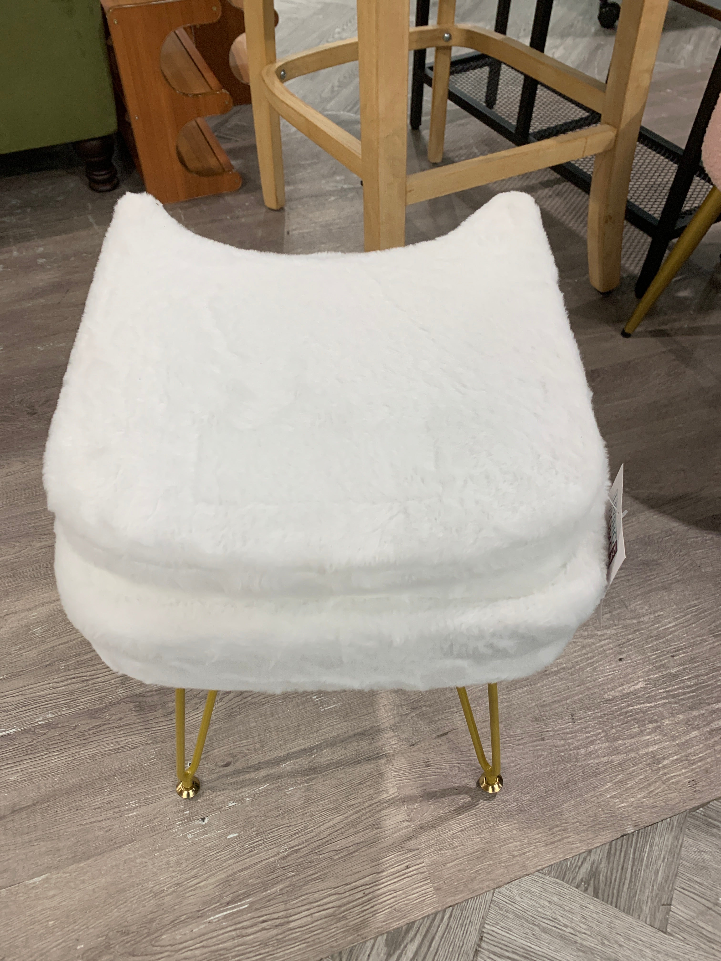 Foldable High Back Stool with Storage White
