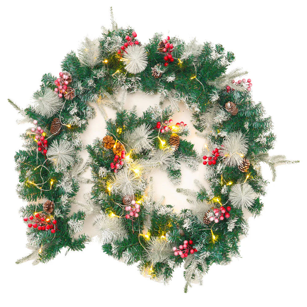 Artificial Pre-lit Frozen Christmas Decoration Garland