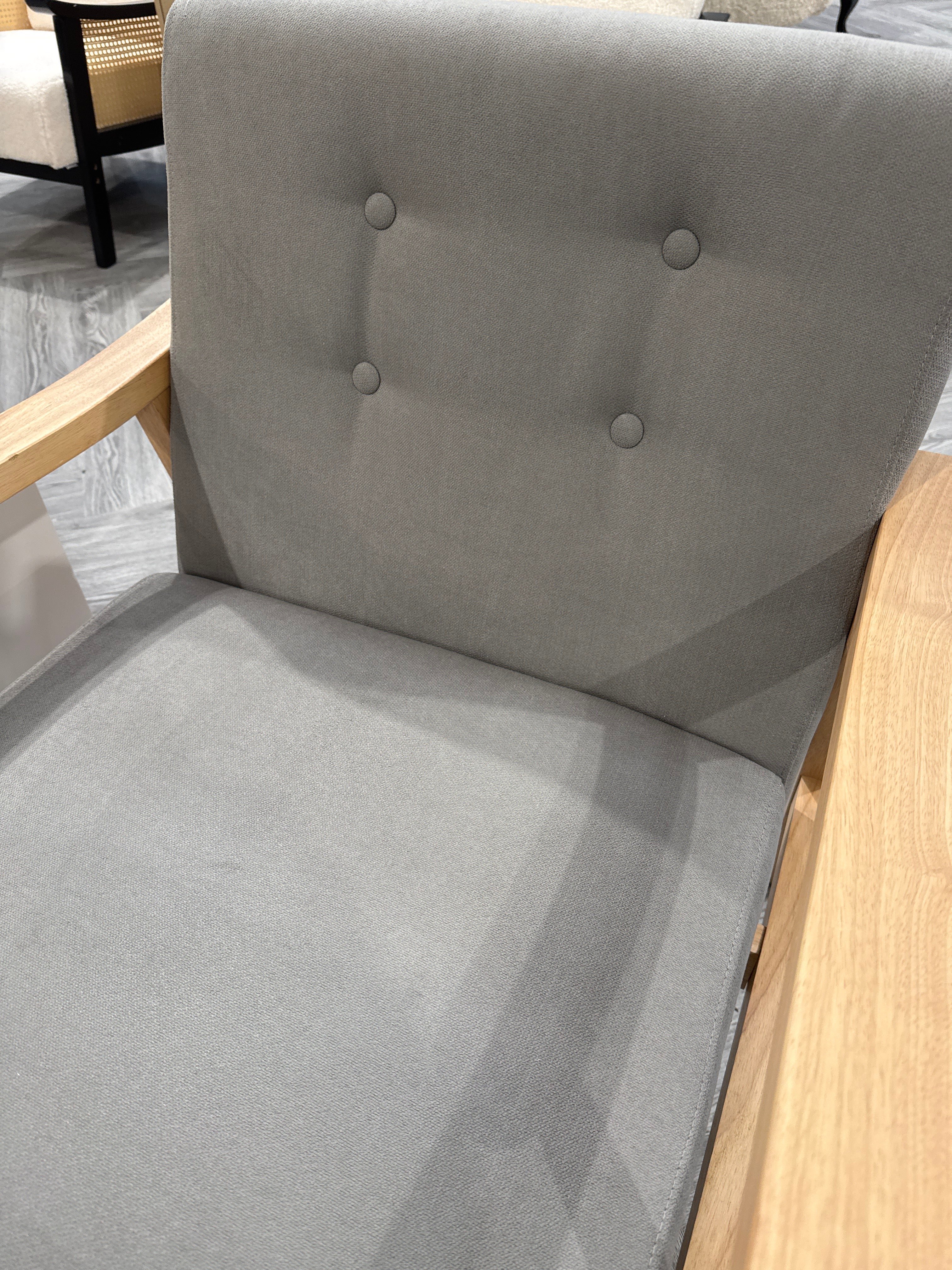 Grey Modern Wood Frame Upholstered Armchair