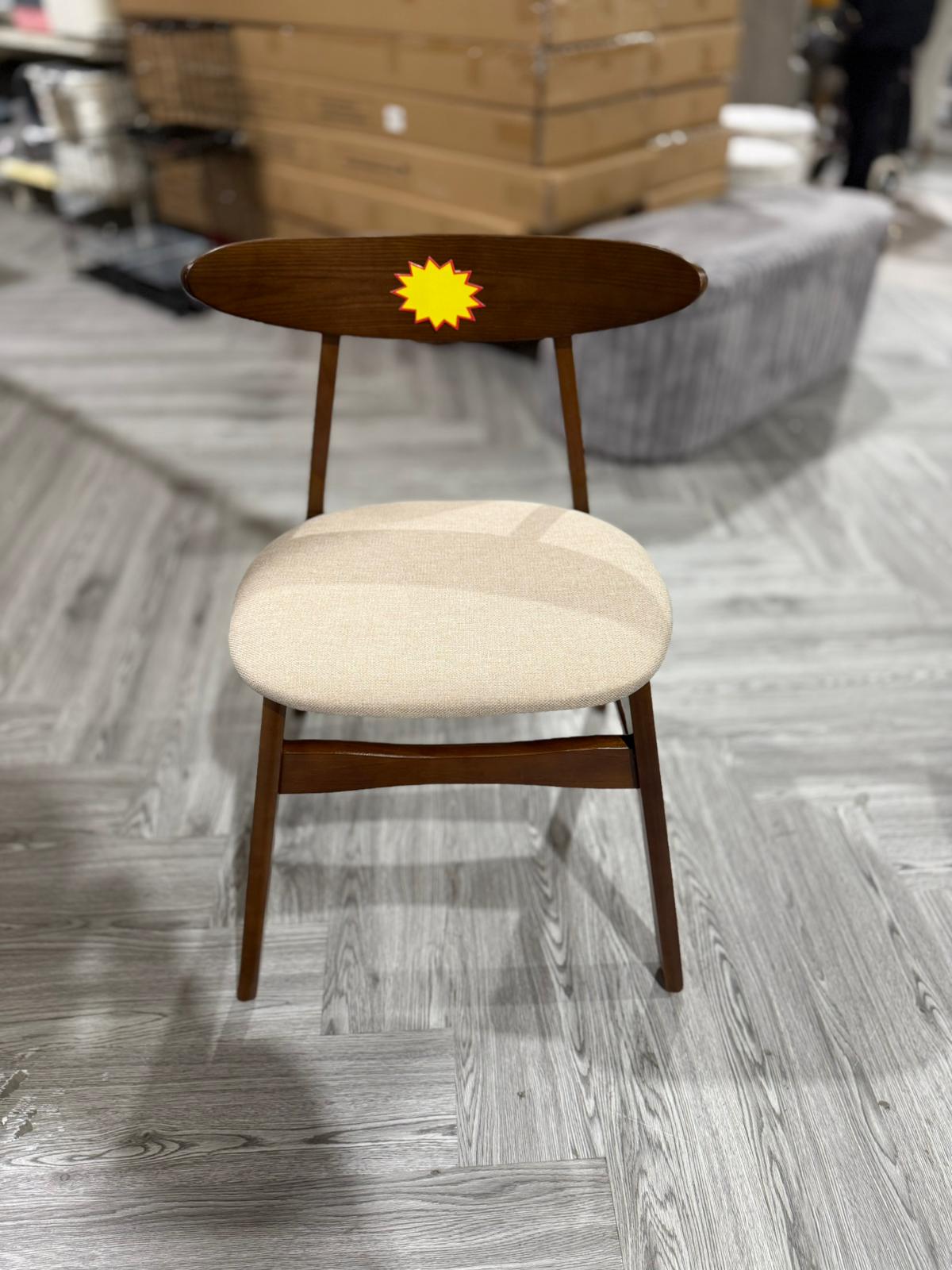 Wooden Frame Linen Chair for Dining Room 1PC