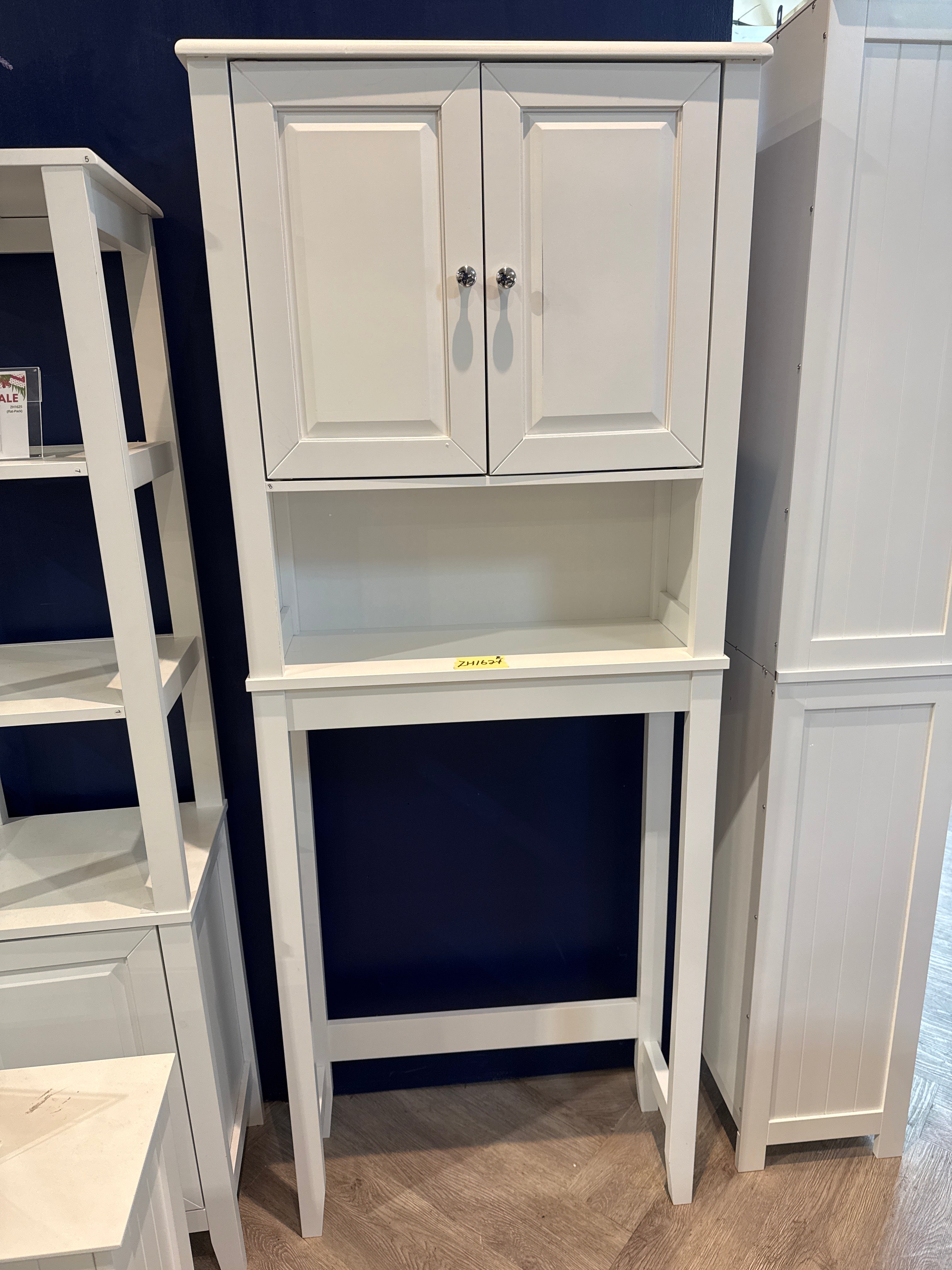 Raised Doors Over the Toilet Storage Cabinet with Shelf