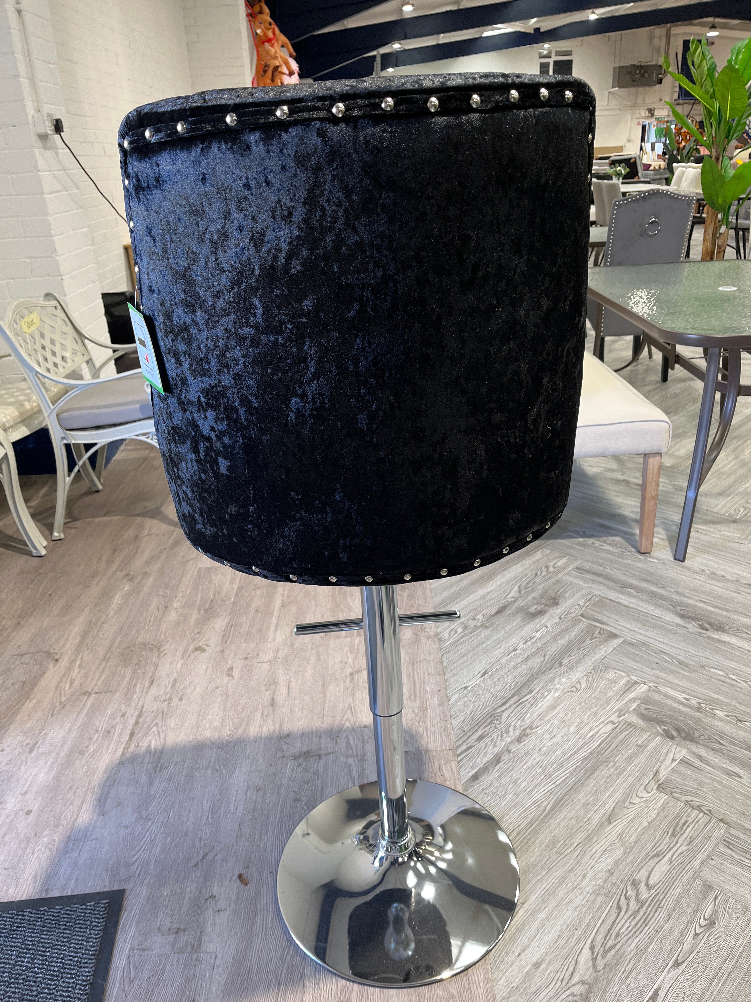 Black Ice Velvet Bar Stool Height Adjustable 1PC