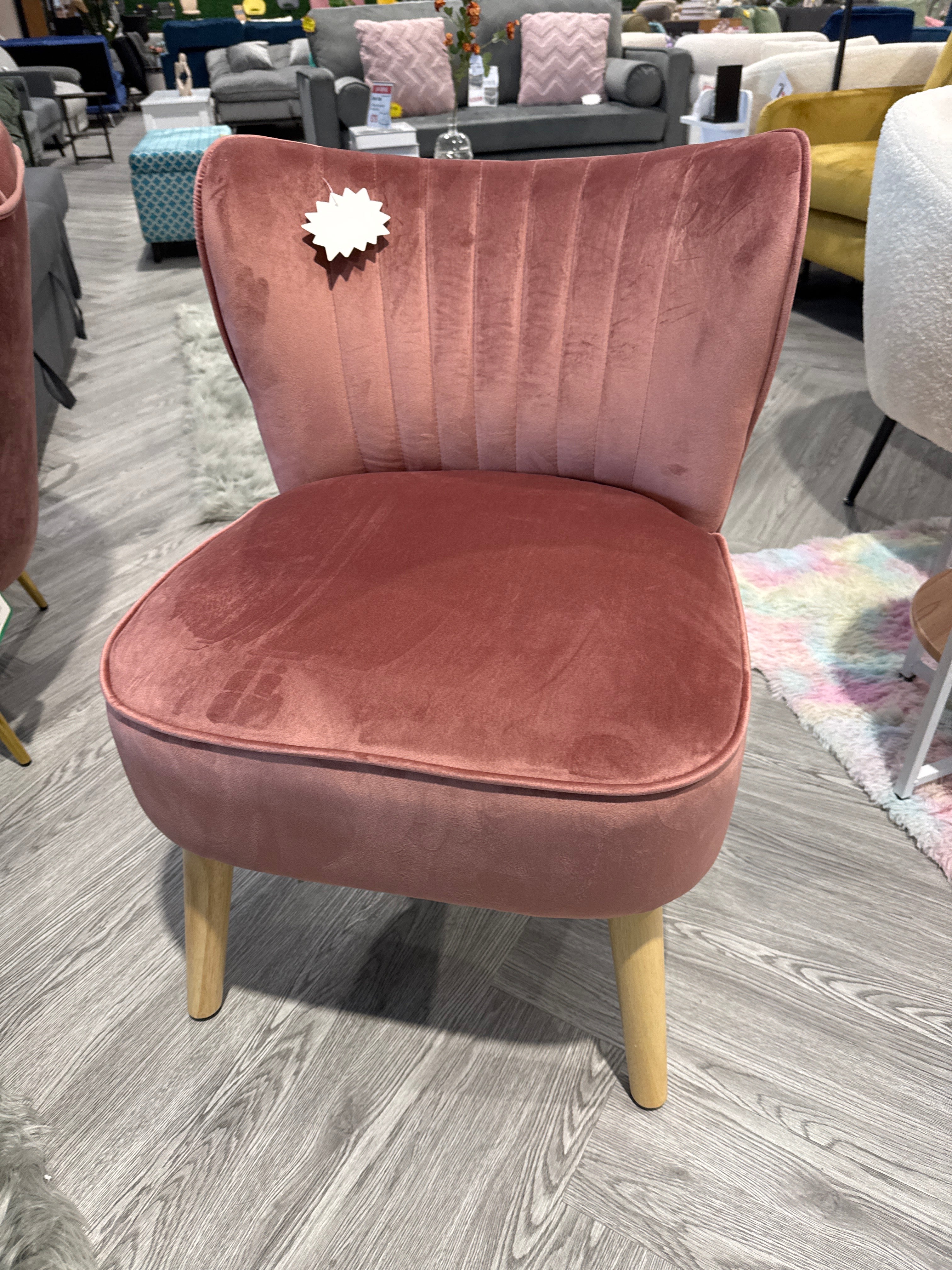 Ash Pink Velvet Wingback Accent Chair