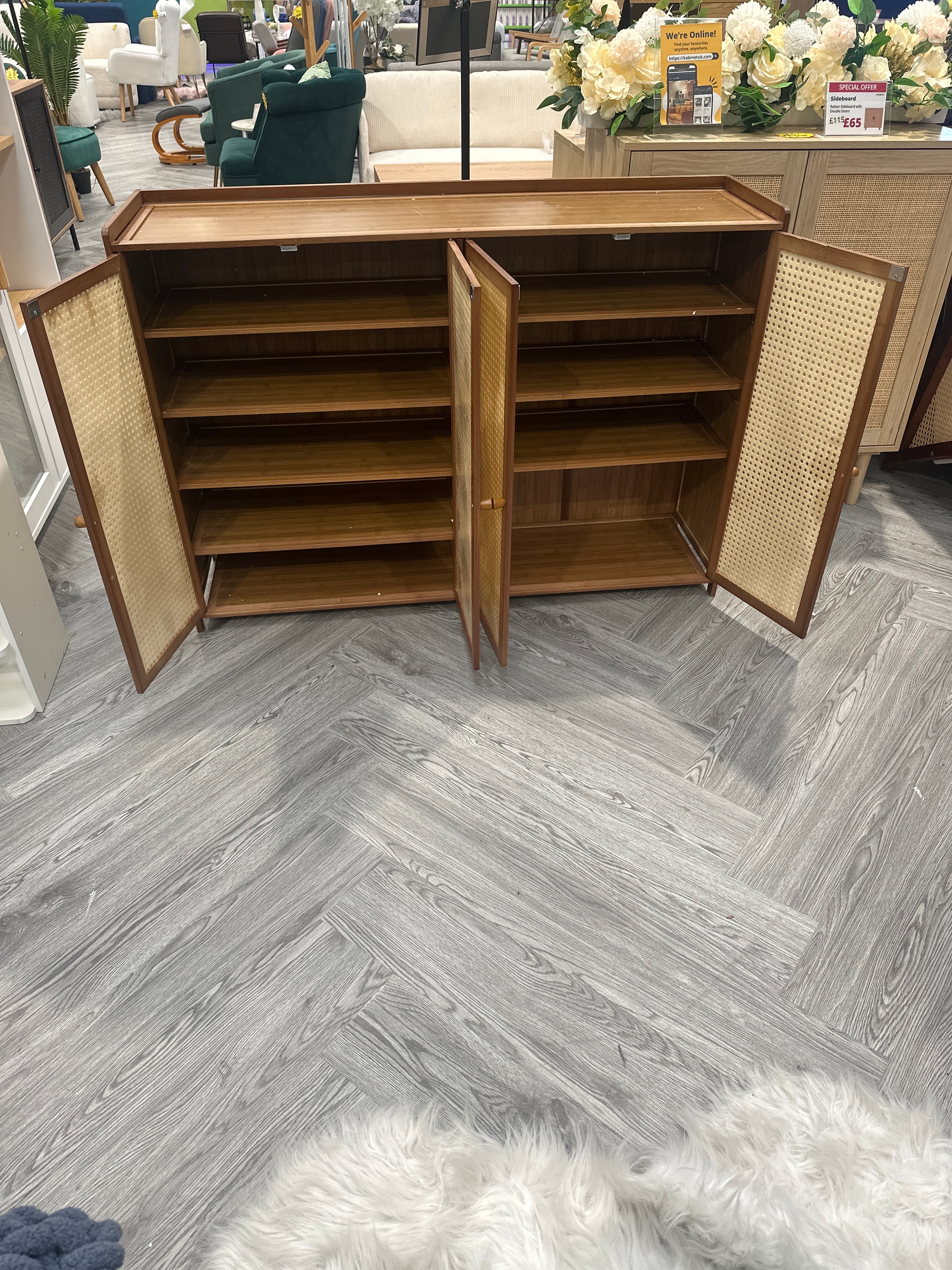 Bamboo Shoe Storage Cabinet with 4 Doors