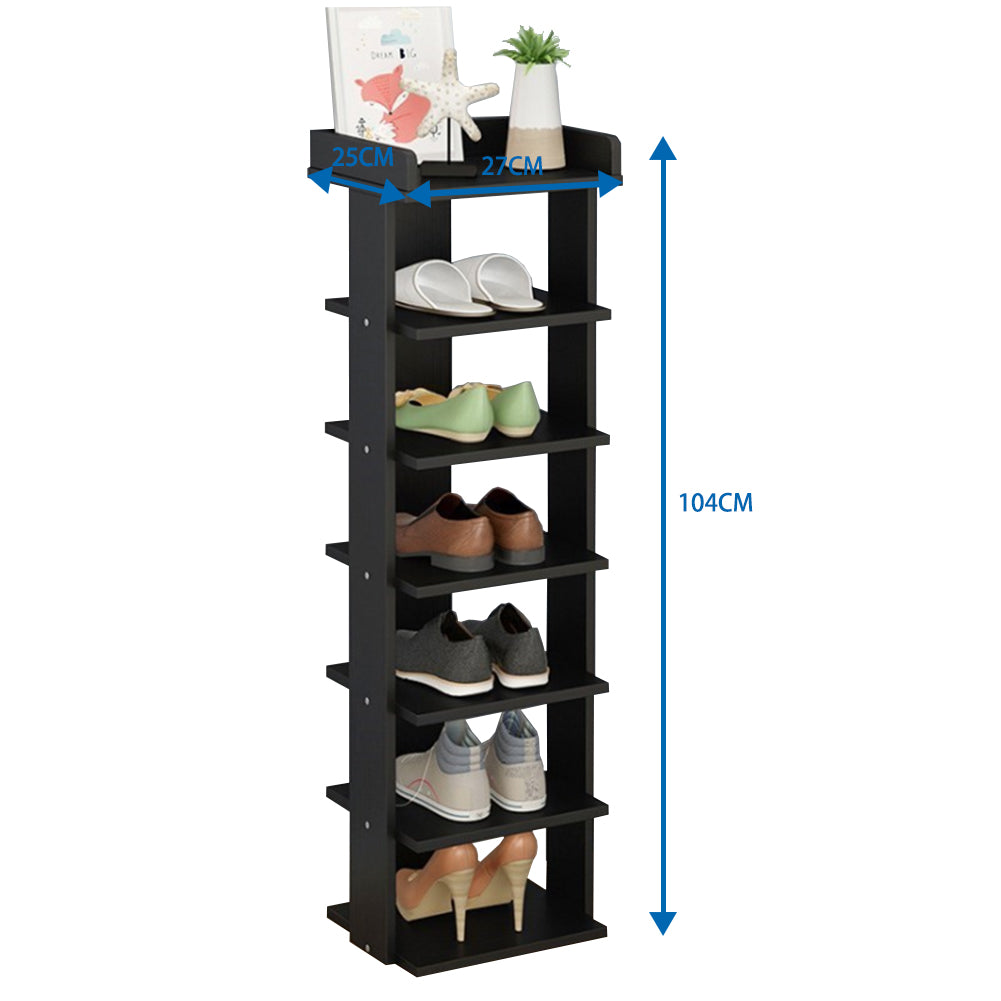 New 7 Tier Wooden Narrow Shoes Rack