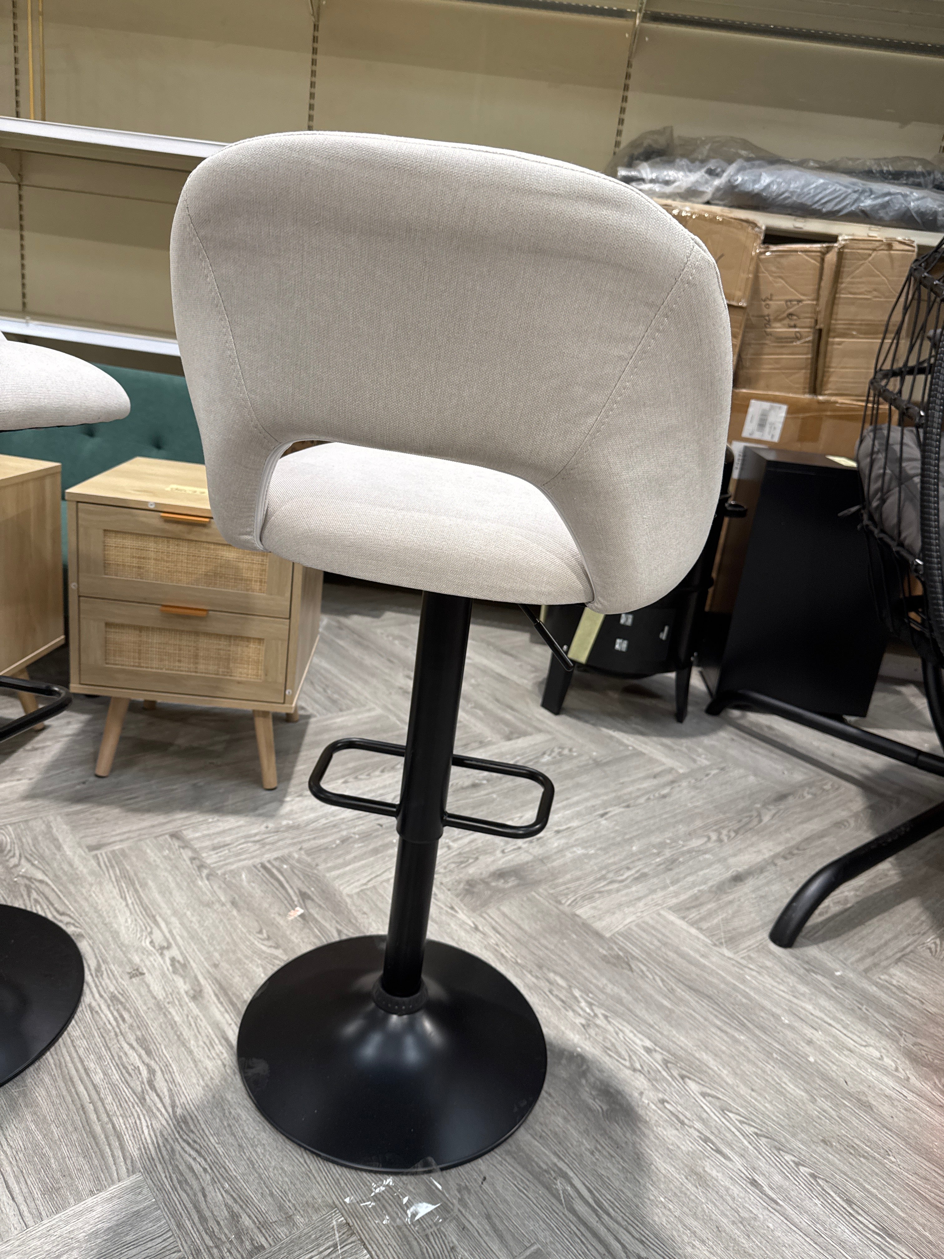 Linen Counter Swivel Height Breakfast Bar Stool Beige 1PC