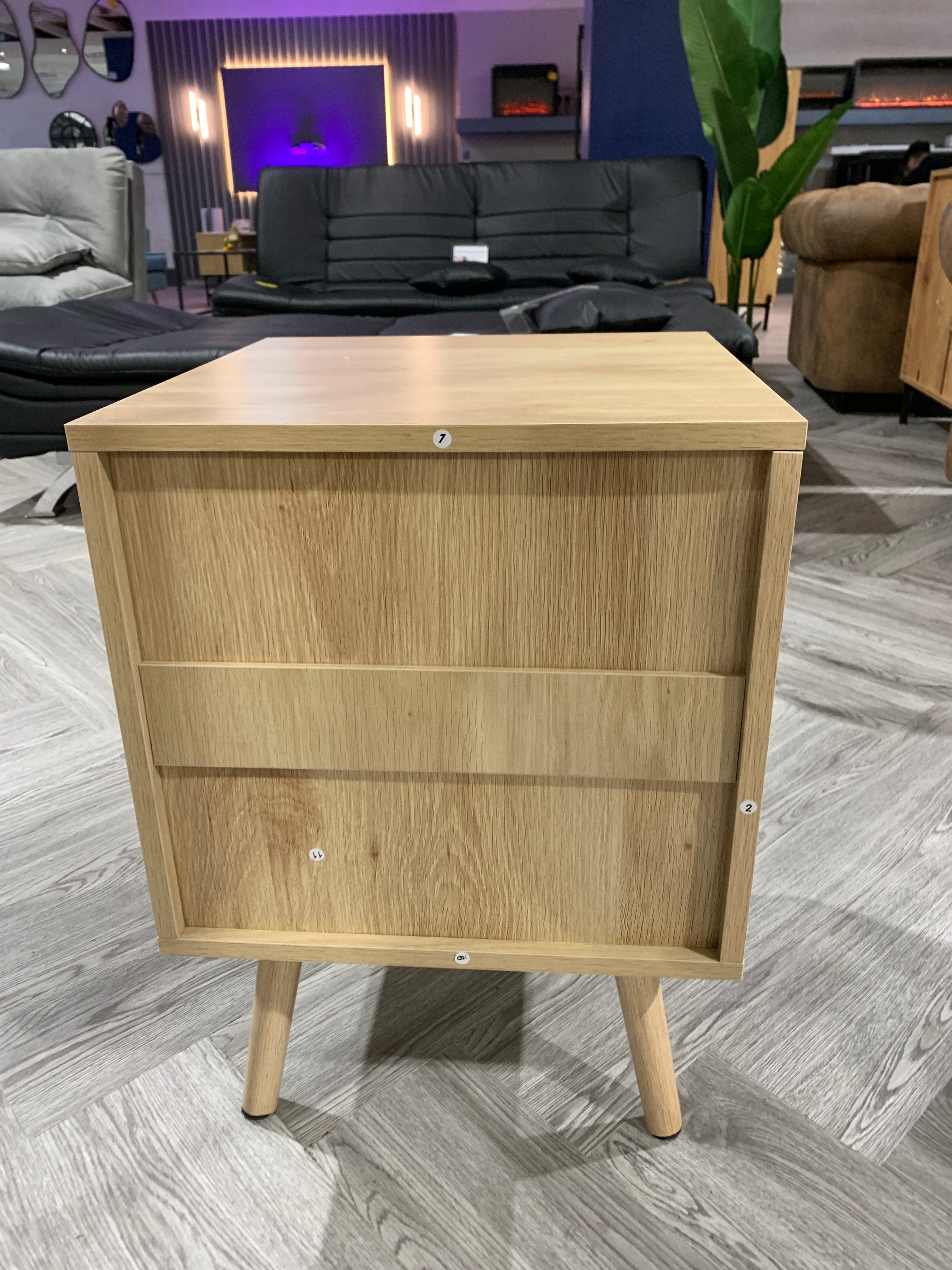 Wood and Rattan Chest of 2 Drawer Bedside Cabinet