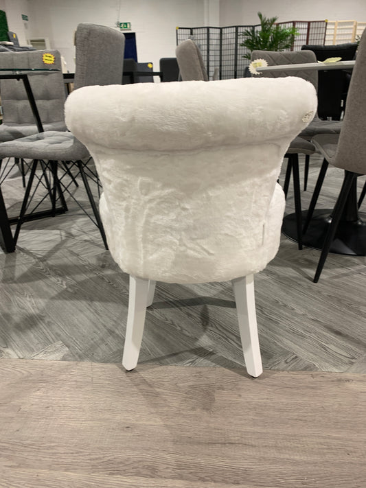 Modern White Plush Upholstered Dressing Table Chair with White Legs