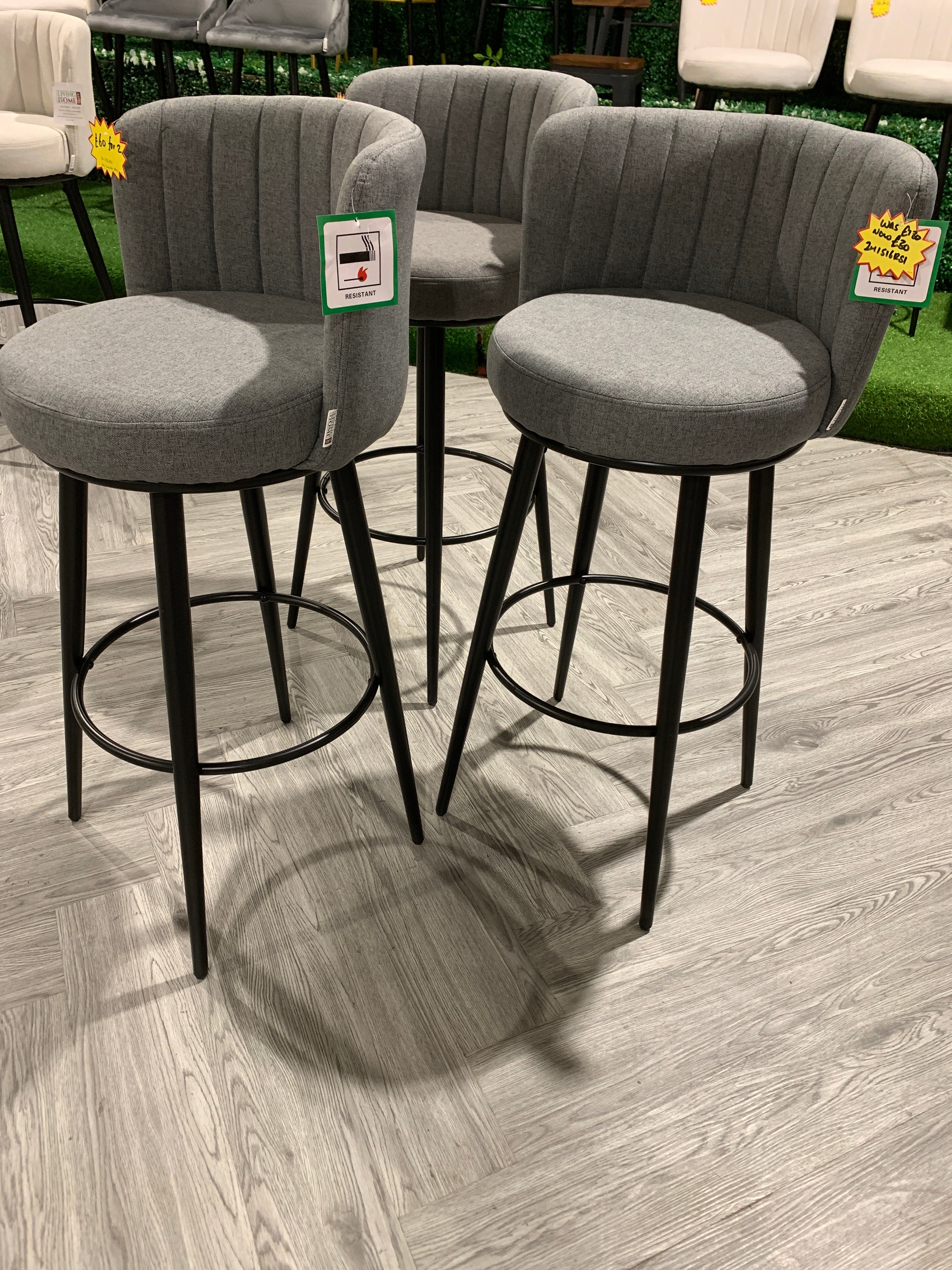 Dark Grey Premium Linen Upholstered Bar Stool 1PC