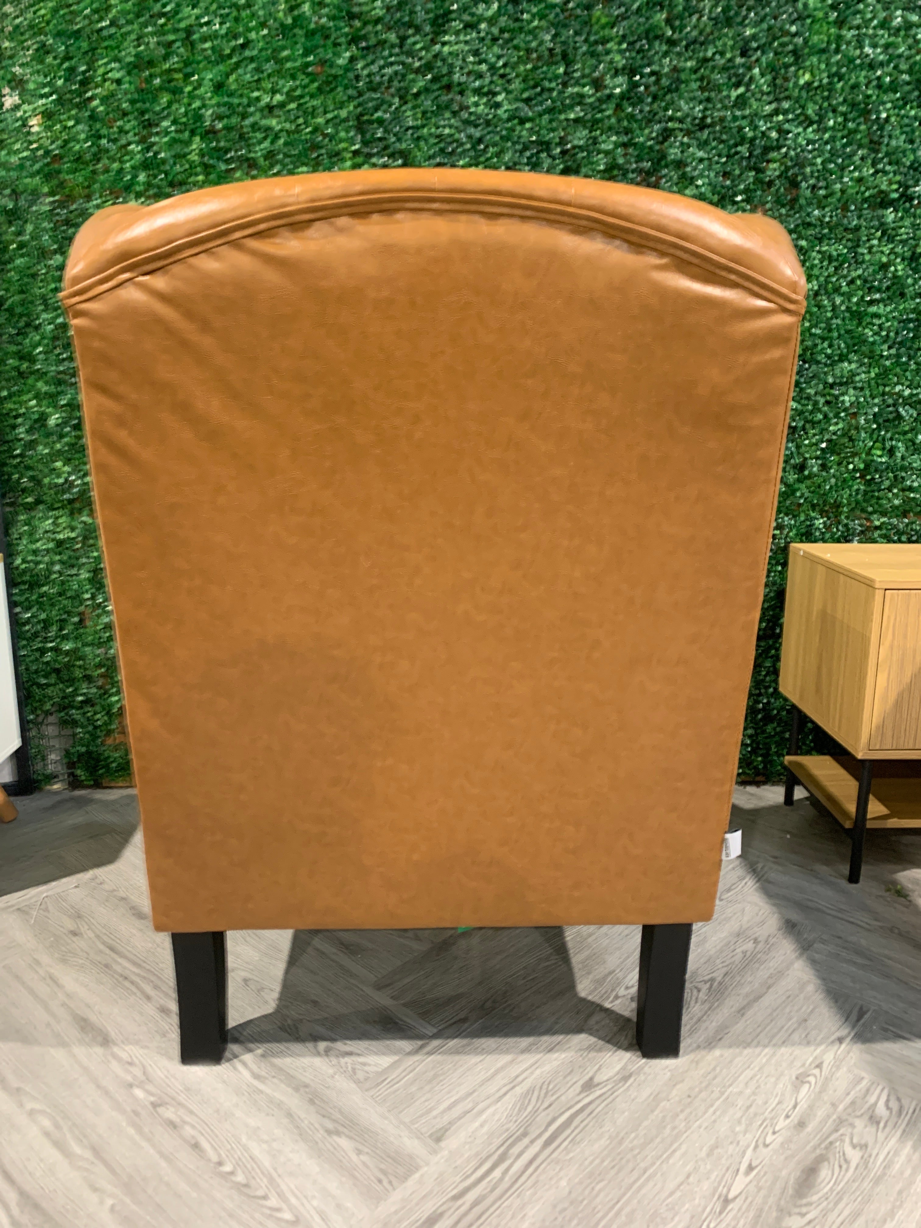 Brown PU Wax Leather Armchair Single Sofa