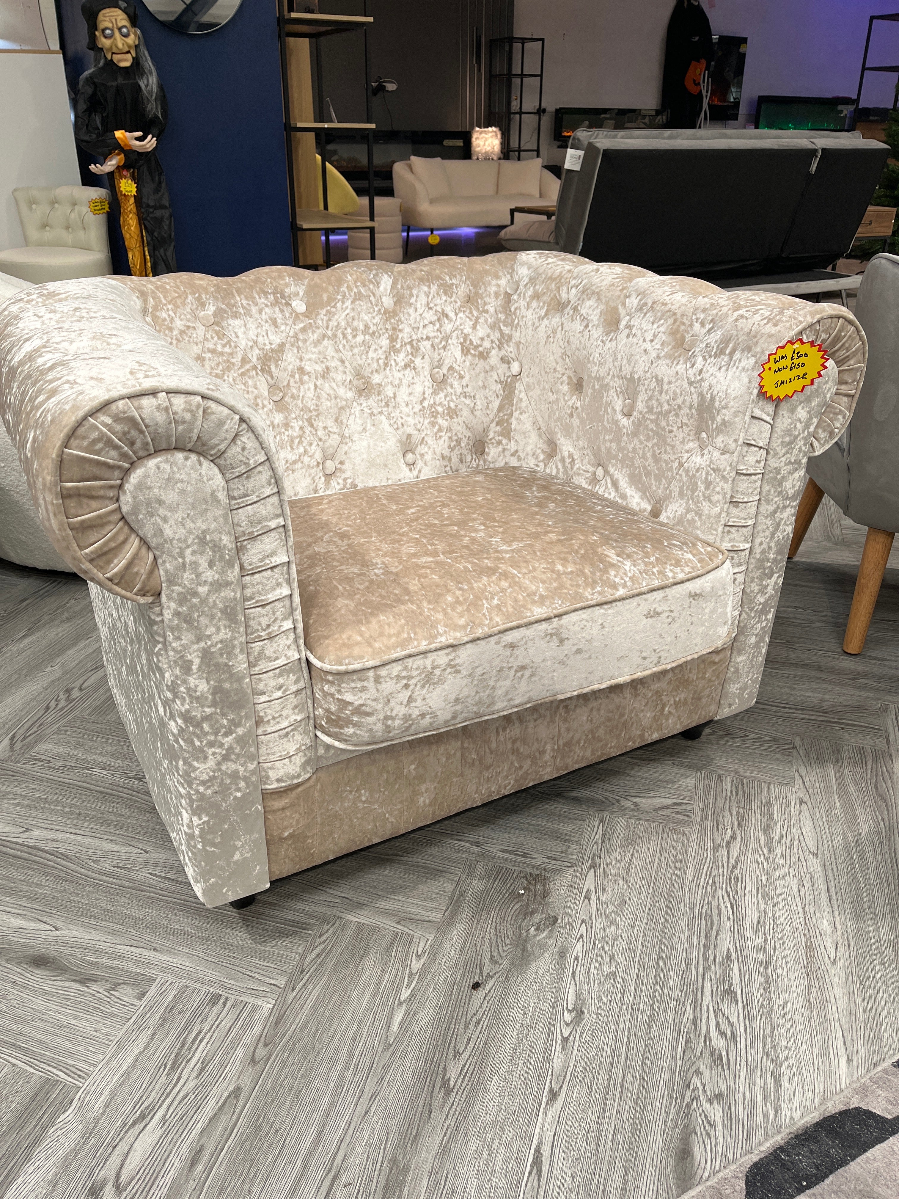 Beige Ice Velvet Chair Single Sofa