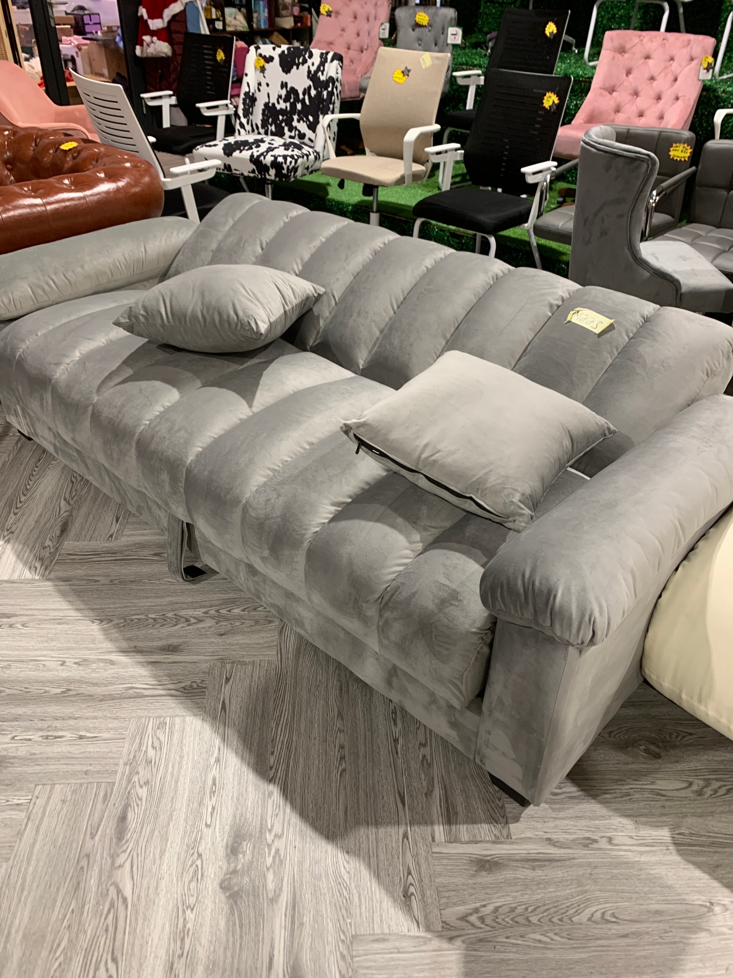 Grey Channel Sleeper Sofa Bed