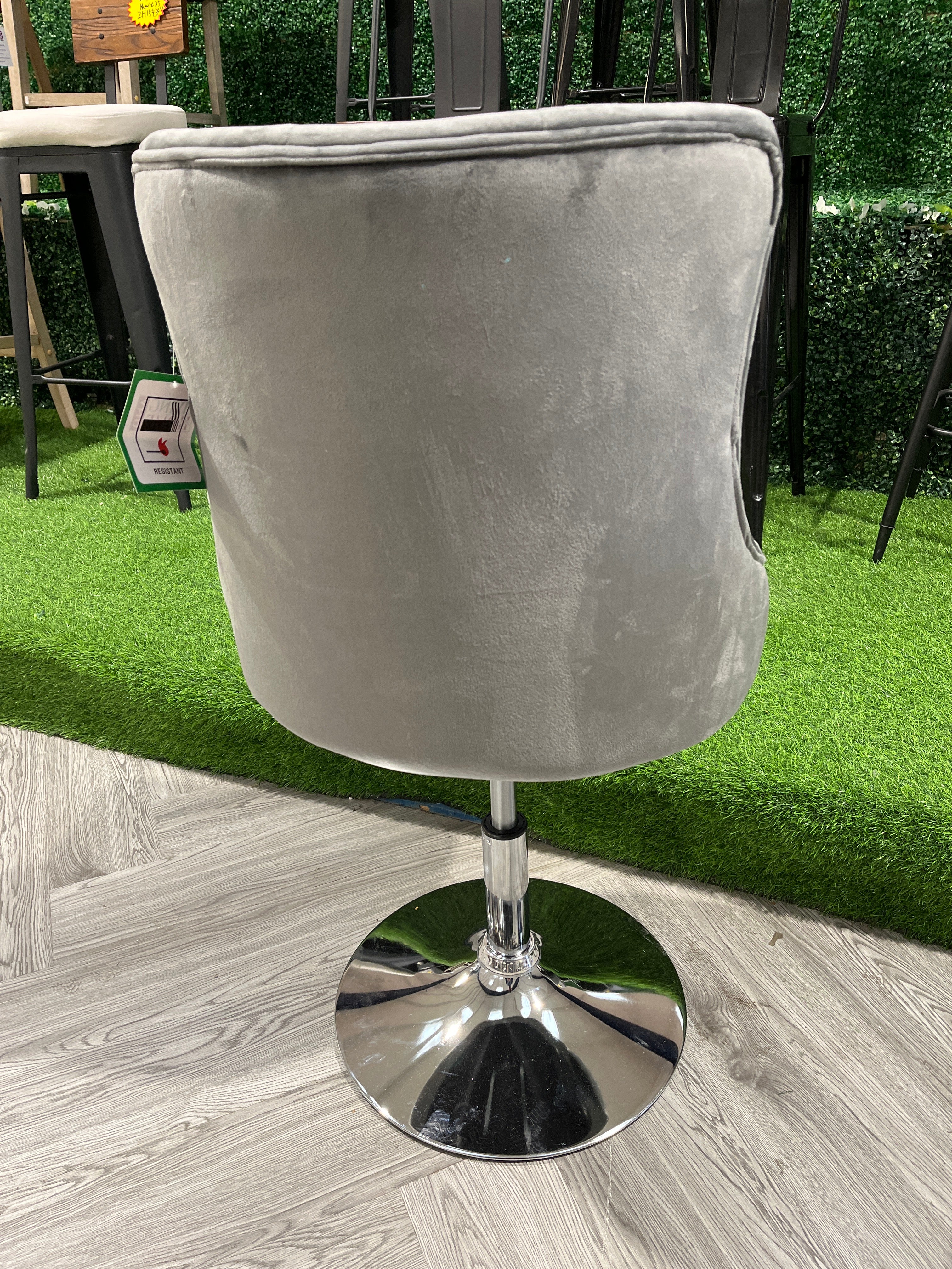 Modern Velvet Upholstered Adjustable Bar Stool with Polished Chrome Base 1PC