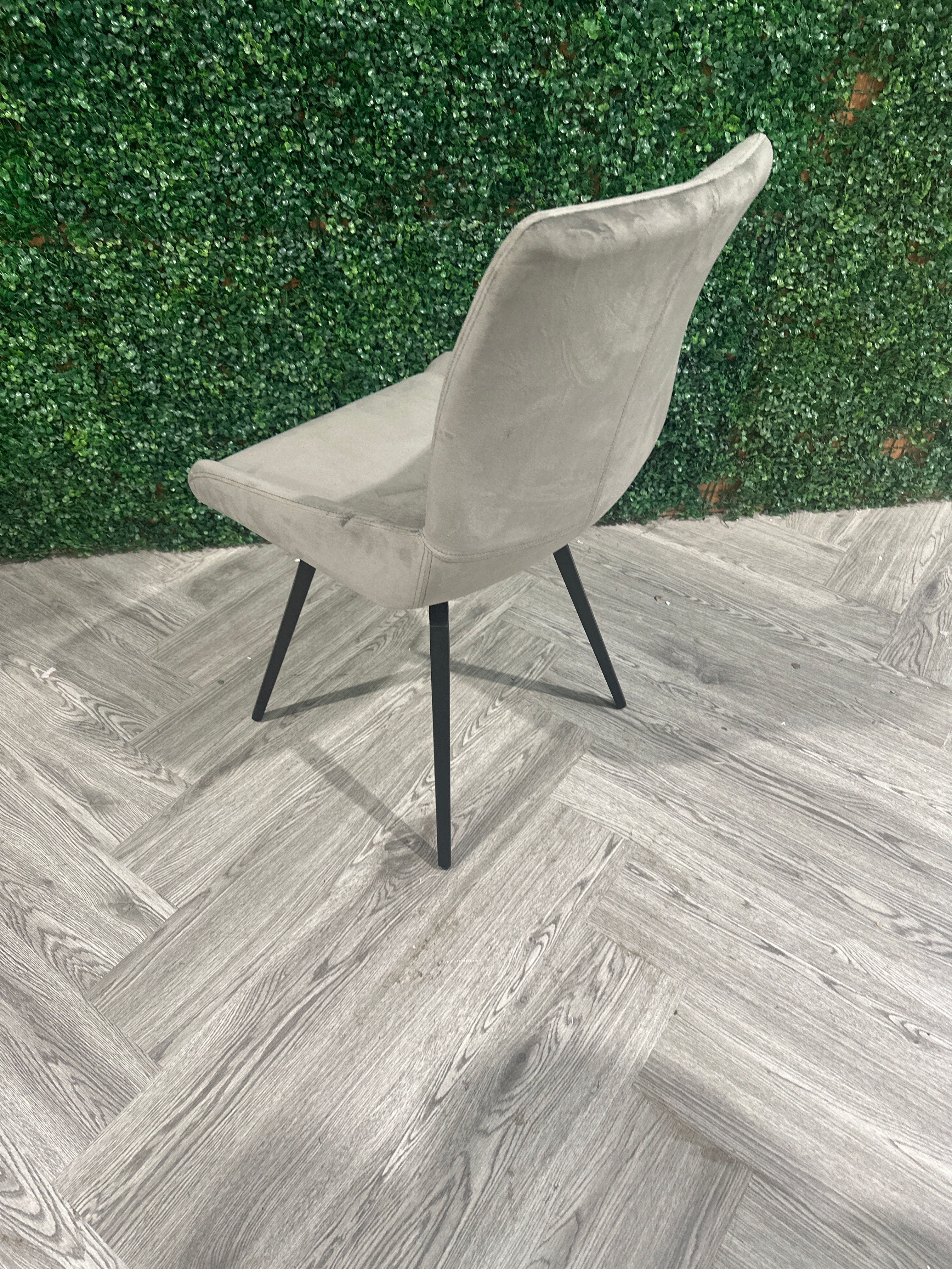 Set of 2 Siena Velvet Upholstered Dining Chairs Dark Grey