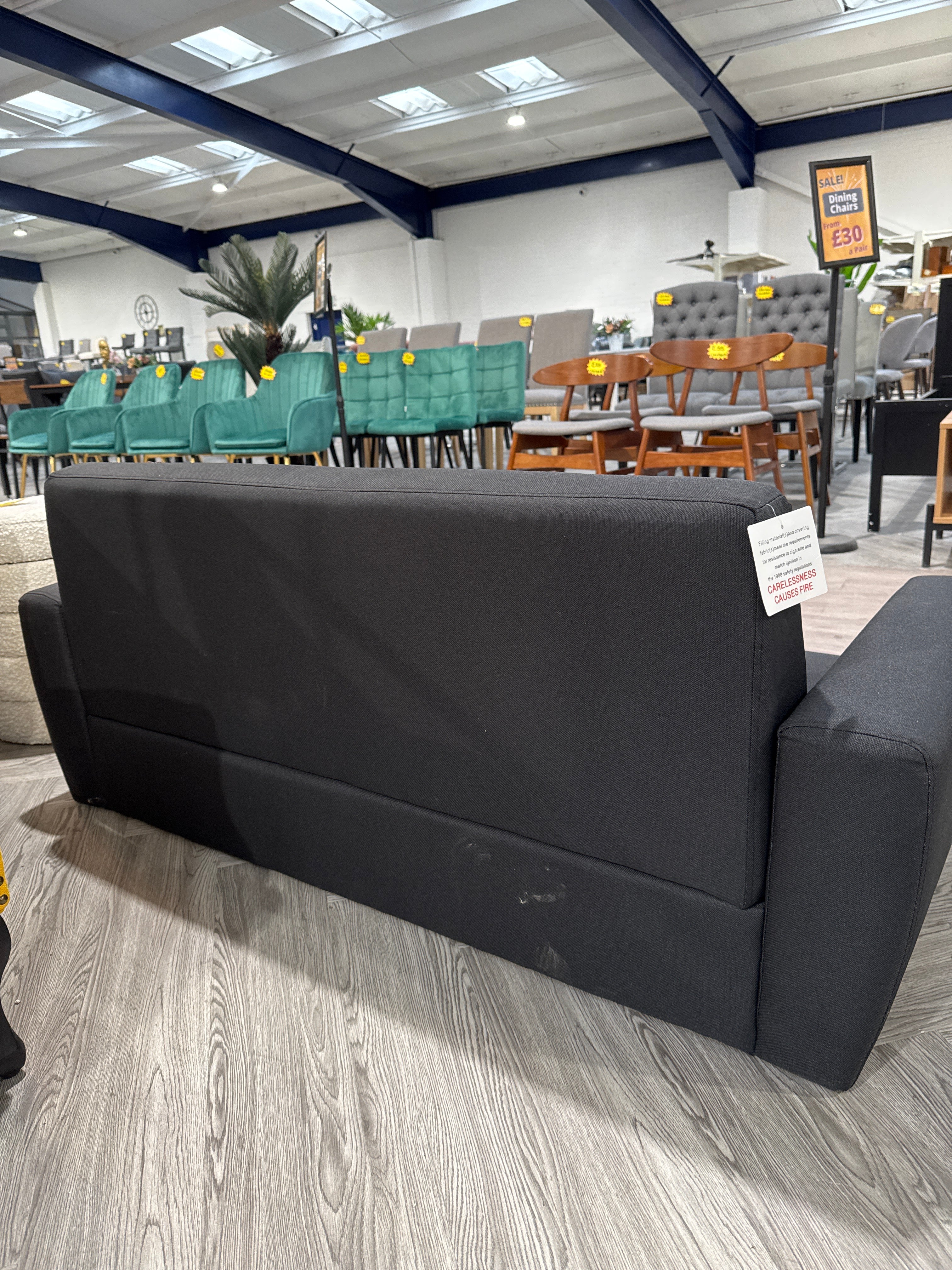 Black Floor Sofa 2 Seater Couch