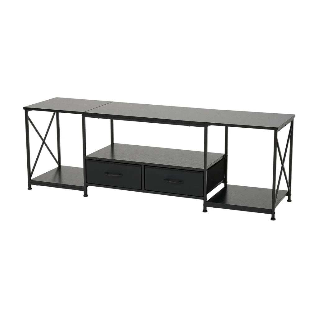 New TV Stand with Fabric Drawers Black