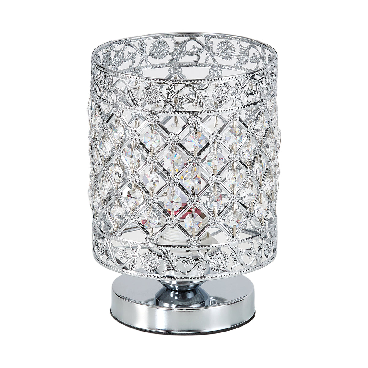 New Modern Chrome Table Lamp Silver Non Dimmable