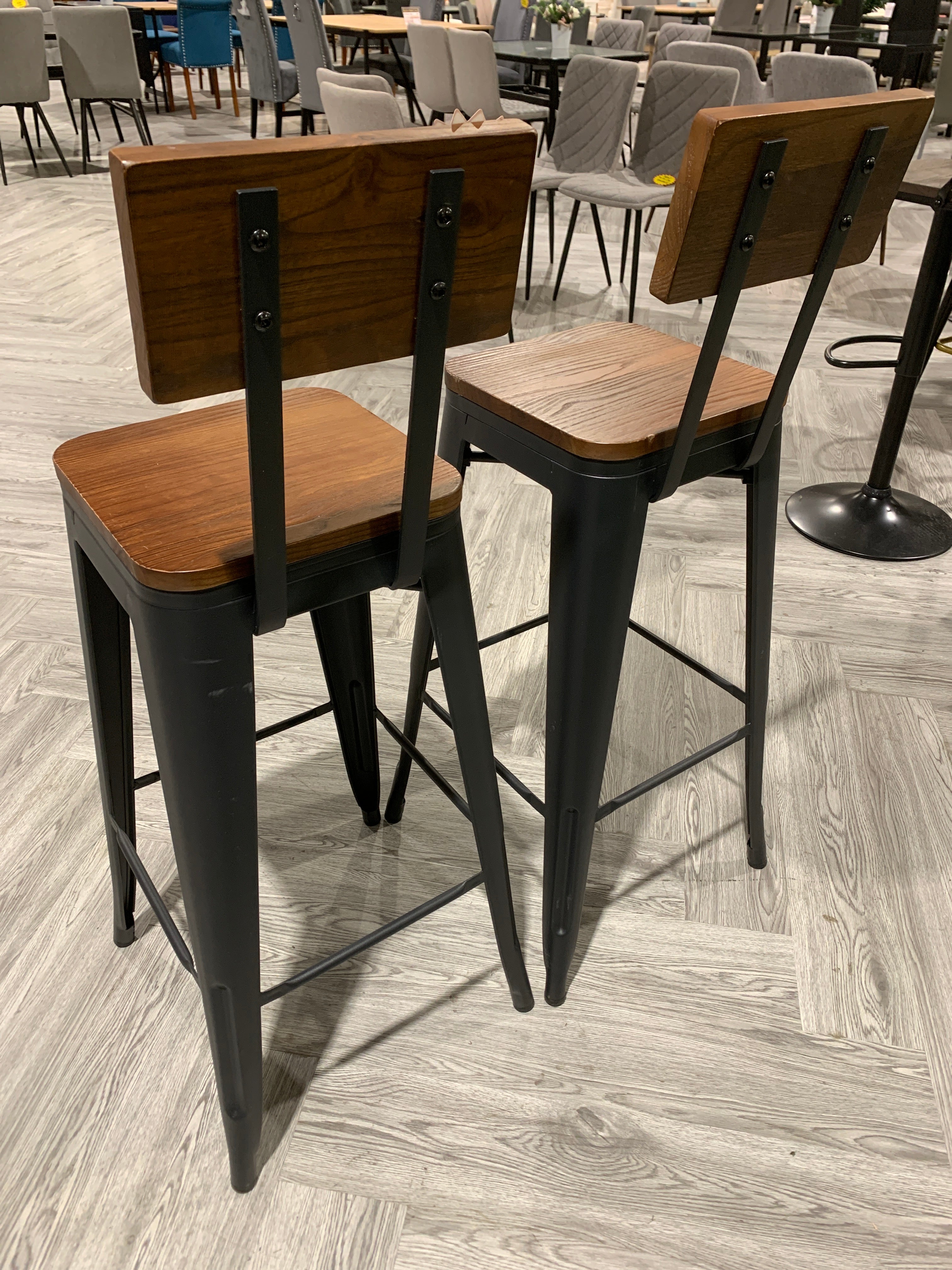 Metal Breakfast Bar Stools with Backrest