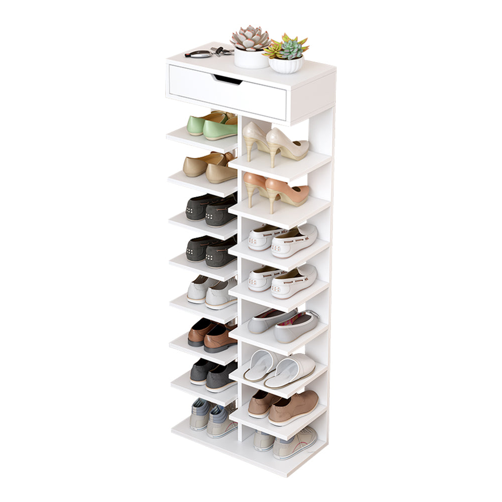 New 9 Tier Shoe Rack with Drawer Organiser Storage Shelf Hallway Shoe Rack