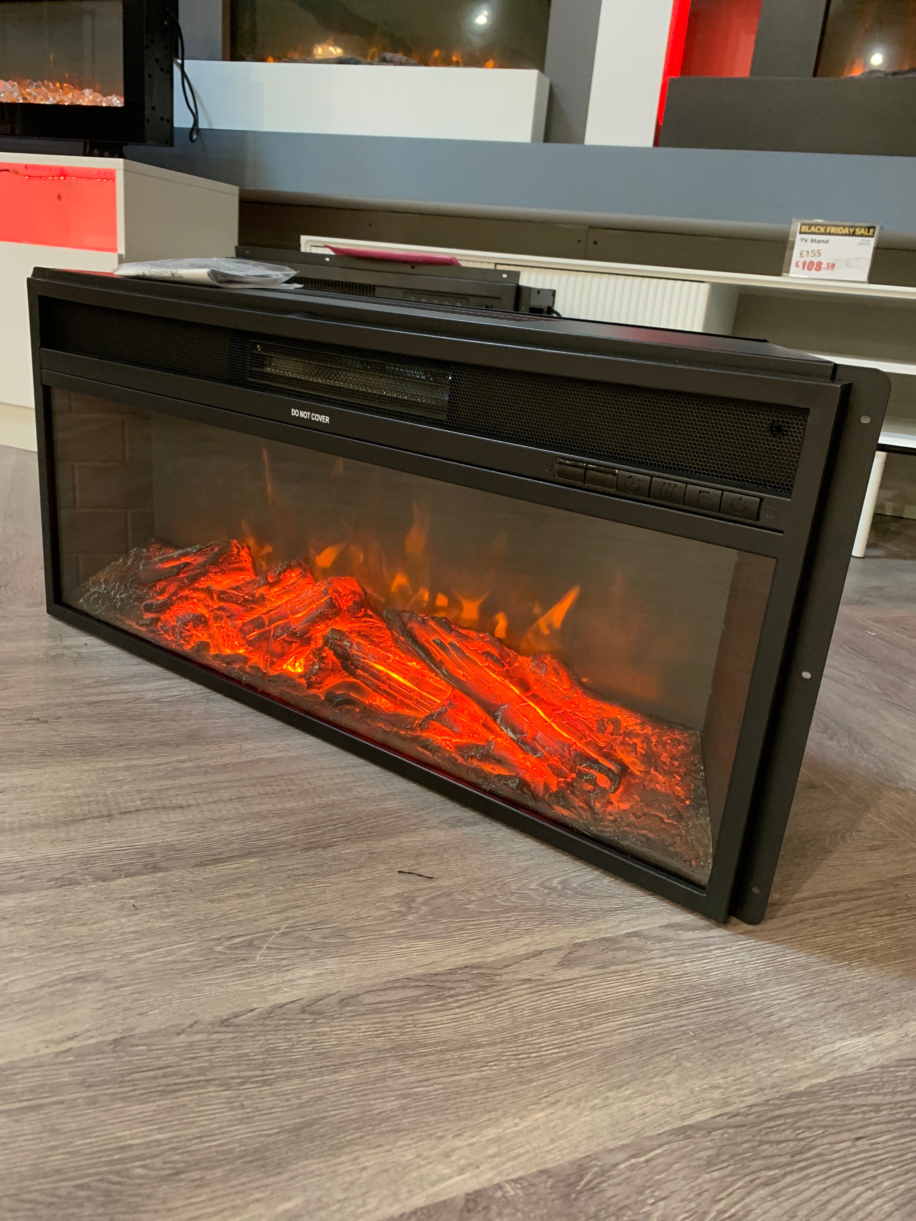 34 Inch Electric Fireplace Black