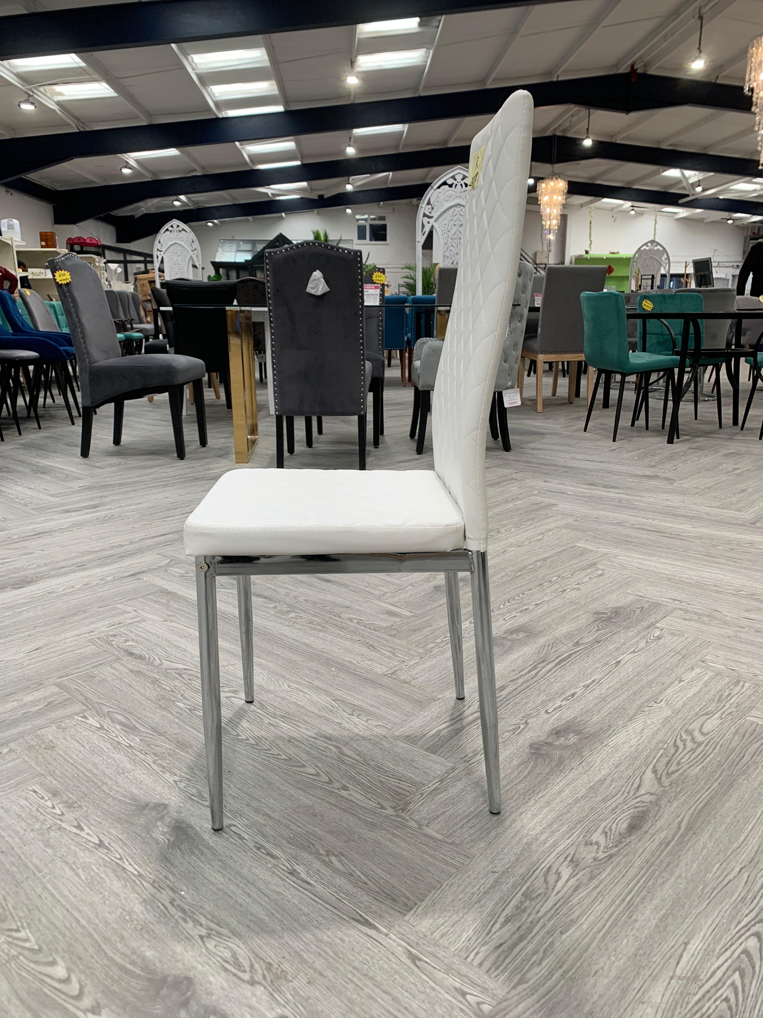 White Modern High Backrest Dining Chair