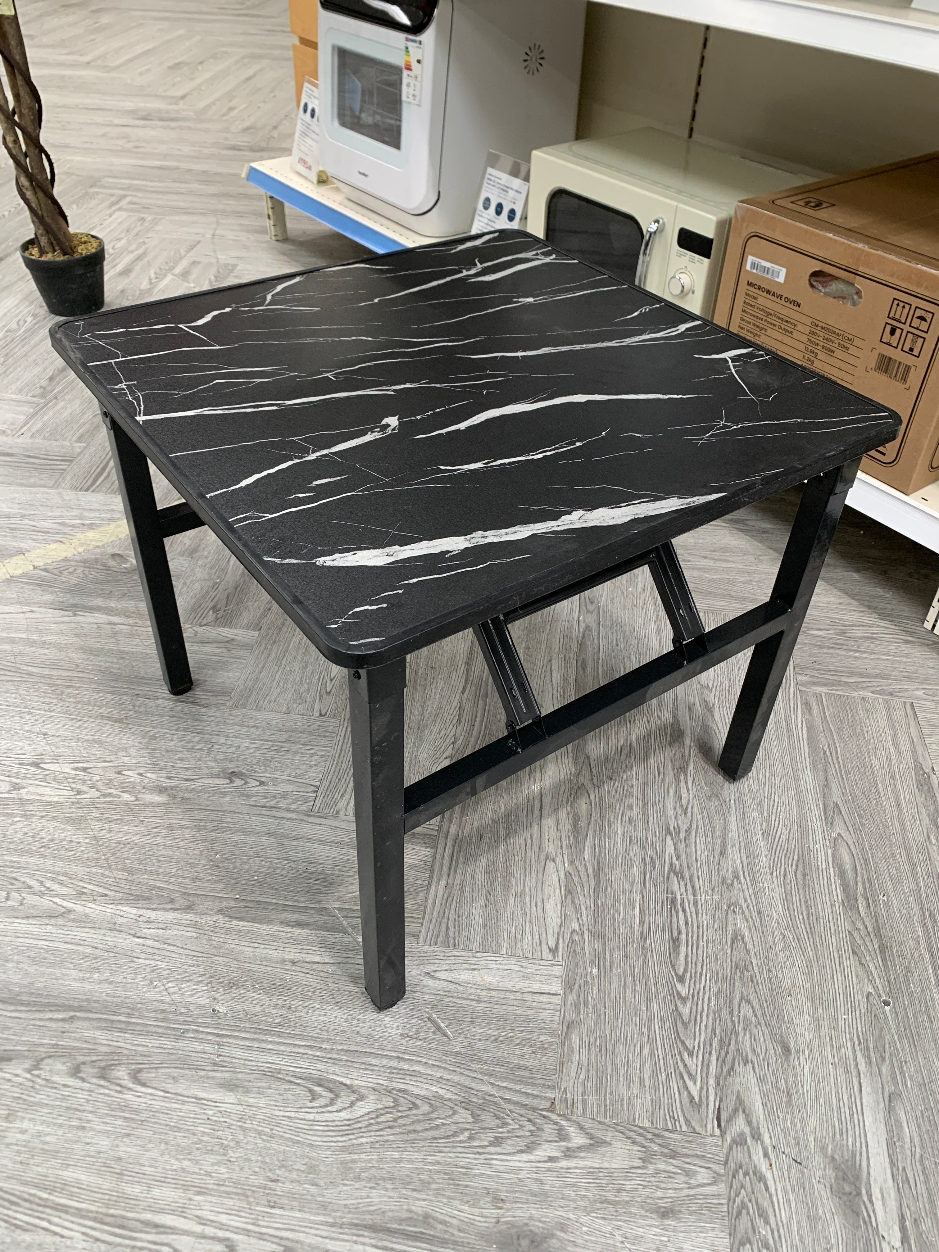 Square 60cm Folding Coffee Table with Marble Effect Top