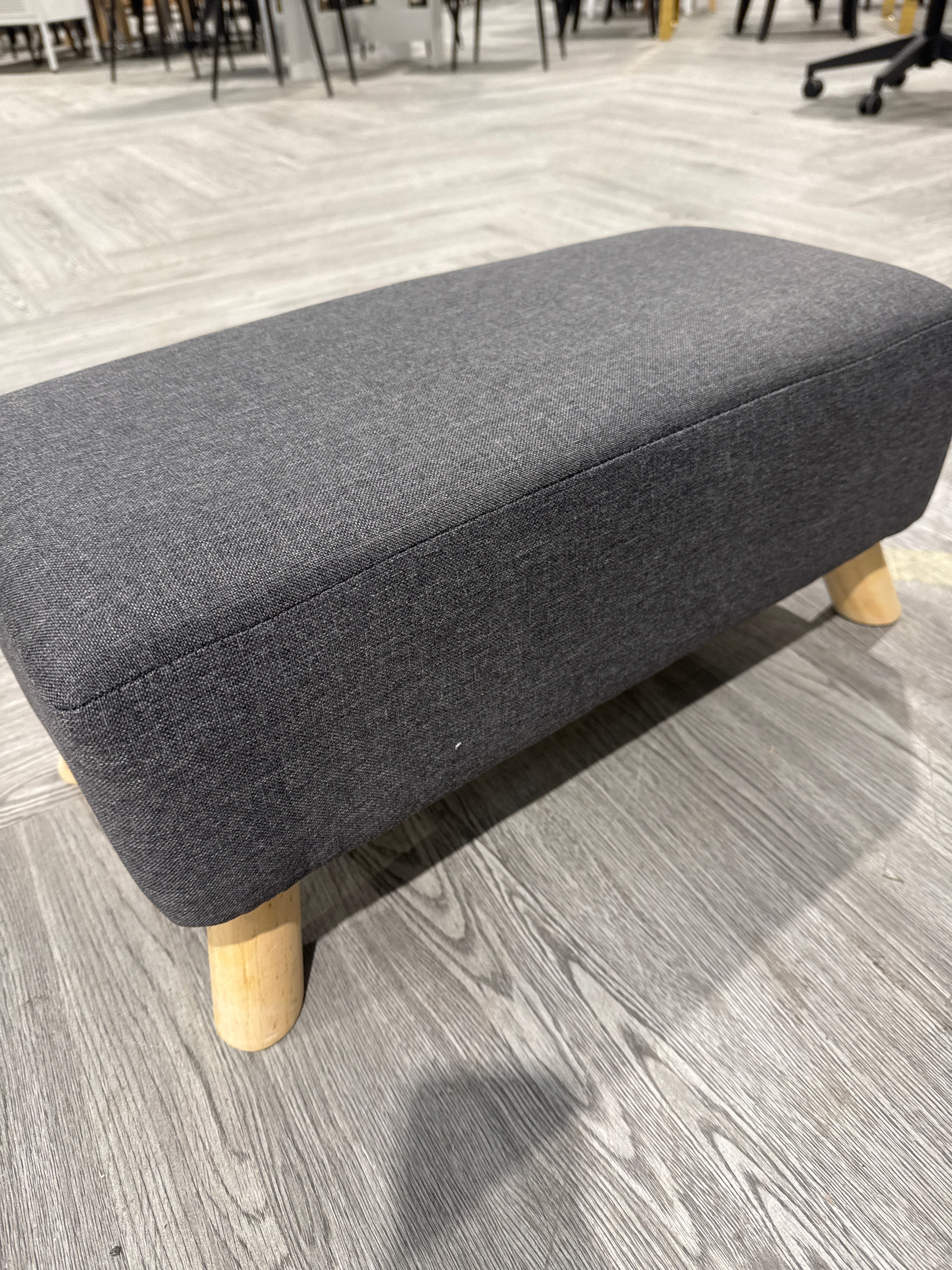 Rectangular Tofu-shaped Footrest with Solid Wooden Legs Dark Grey