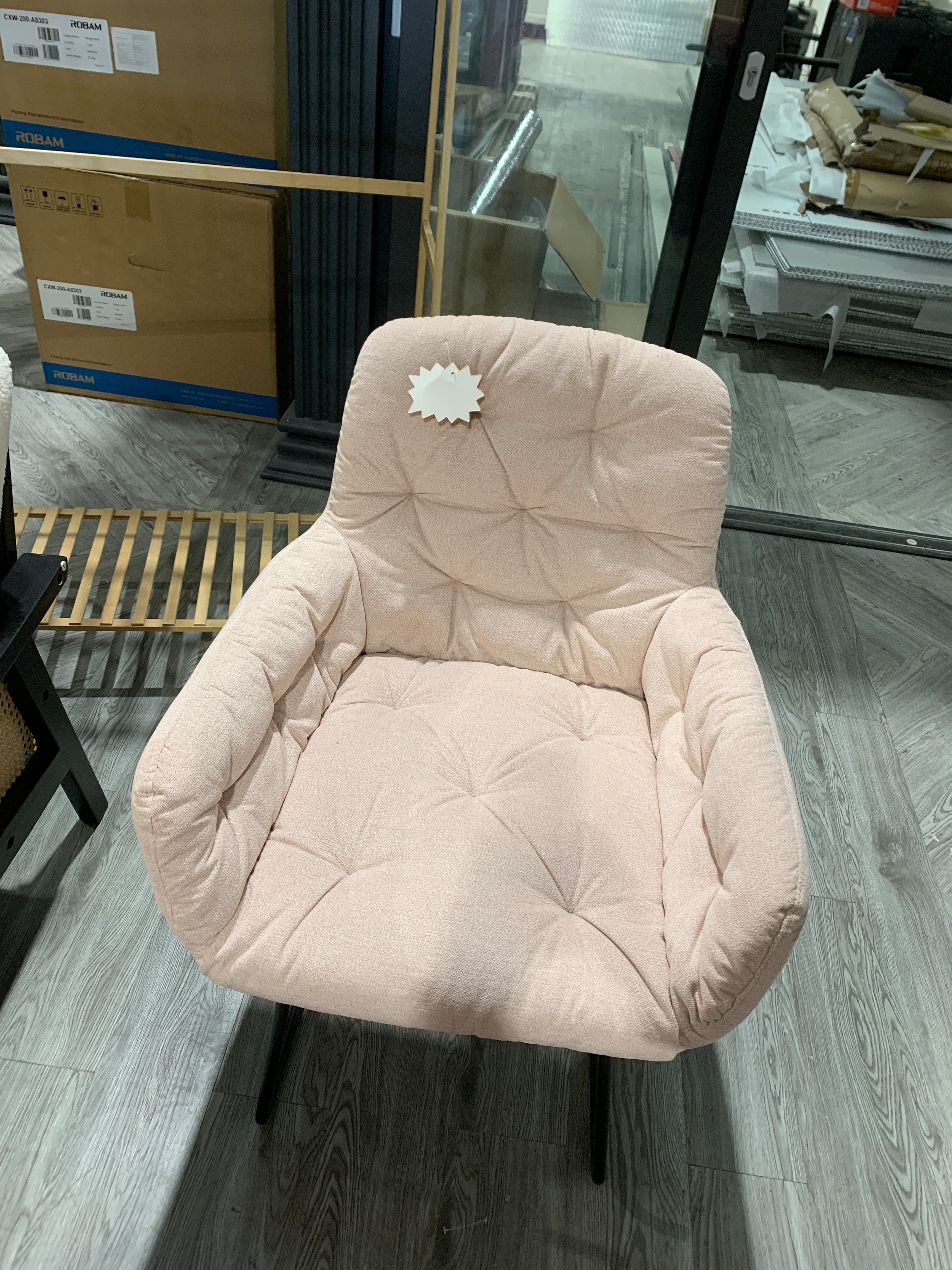 Baby Pink Leisure Armchair with Metal Legs