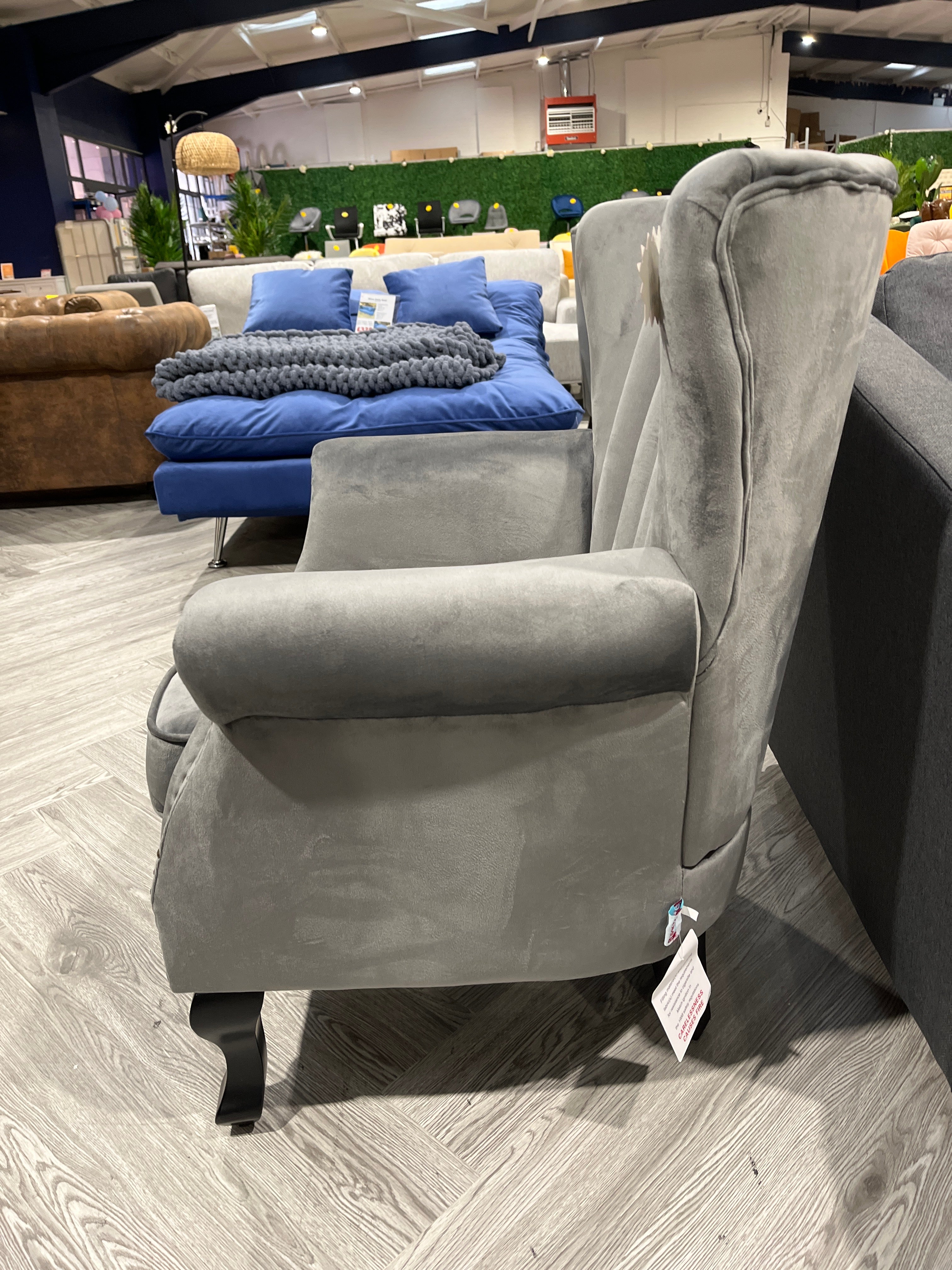 Grey Velvet Channel Occasional Armchair Sofa Chair