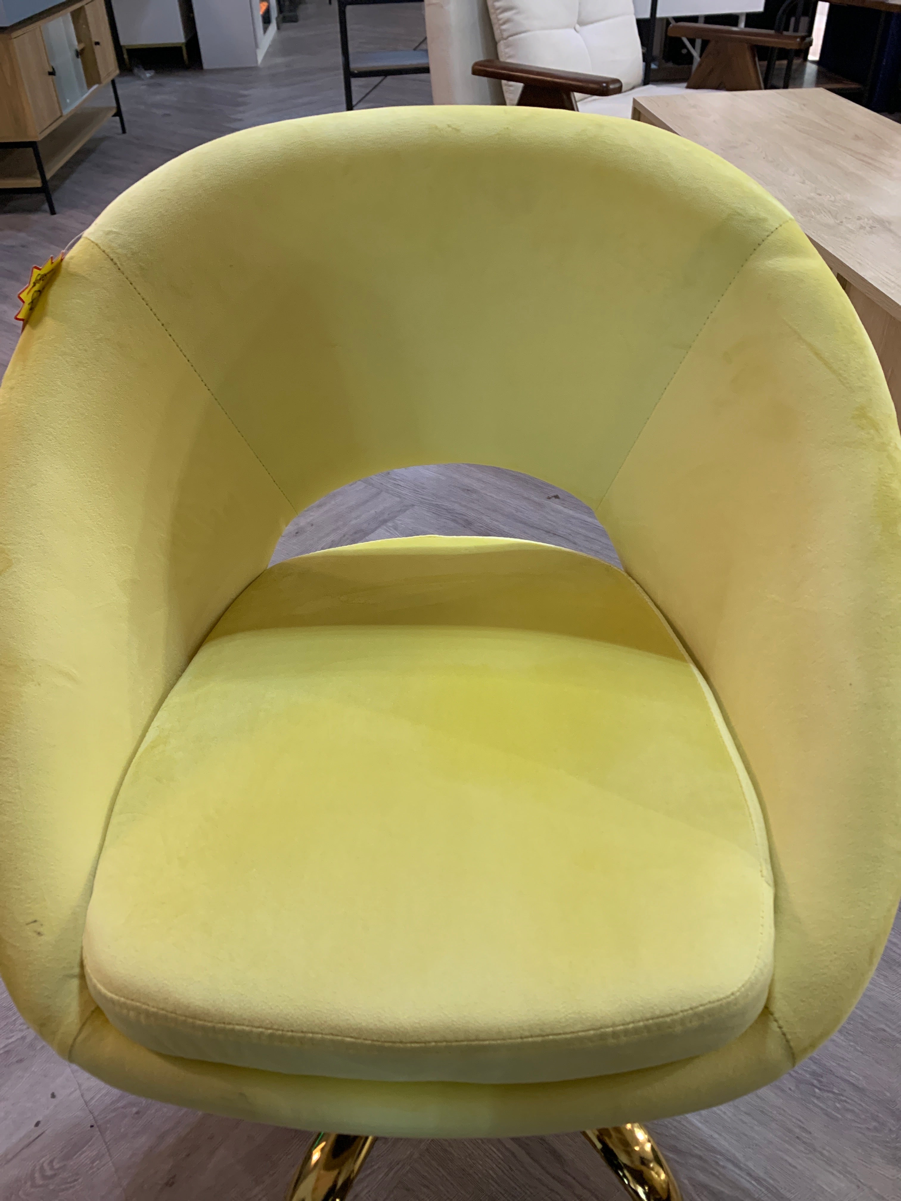 Yellow Velvet Swivel Office Chair Height Adjustable for Home Office