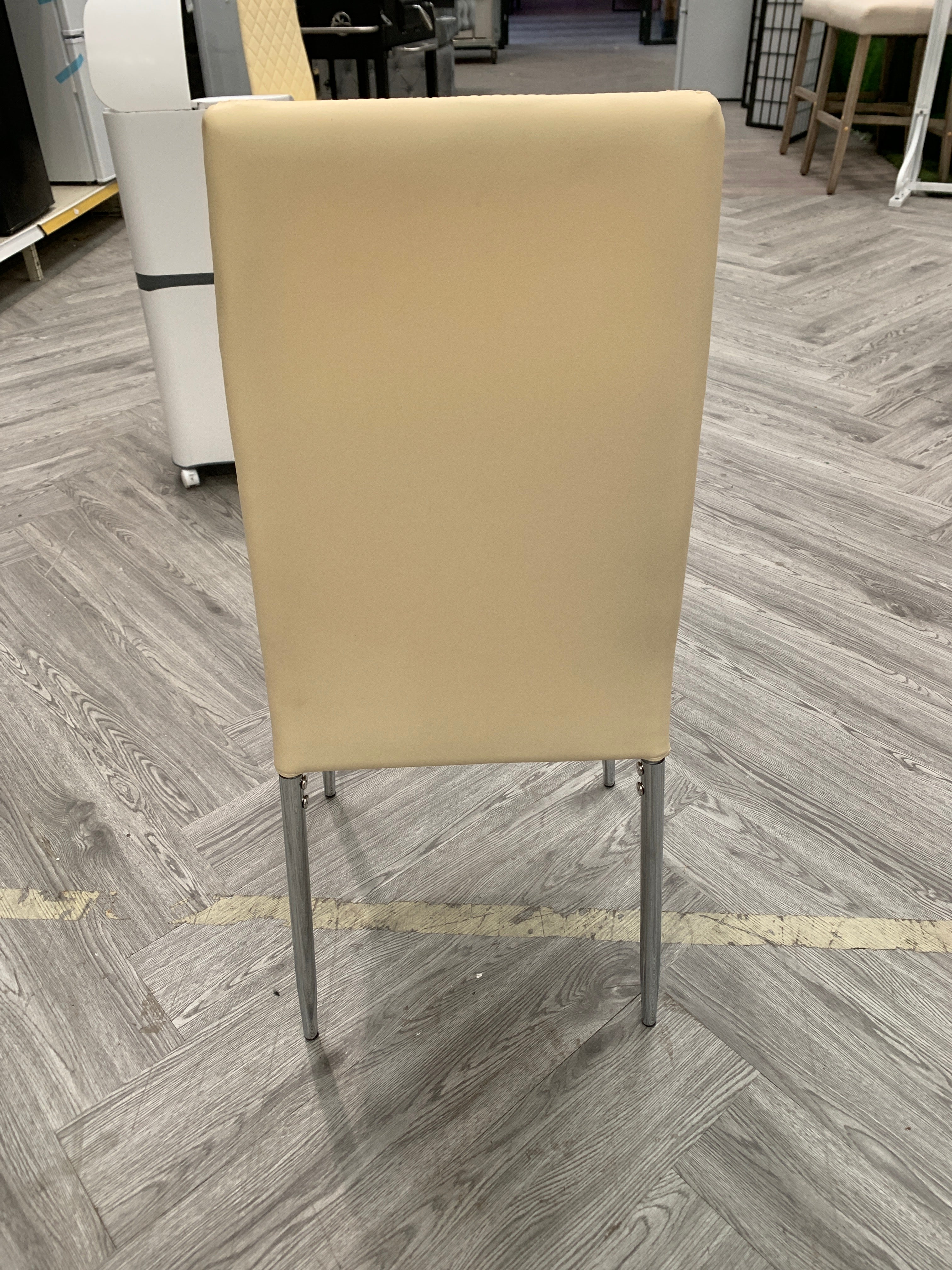 PVC High Back Modern Dining Chair Cream