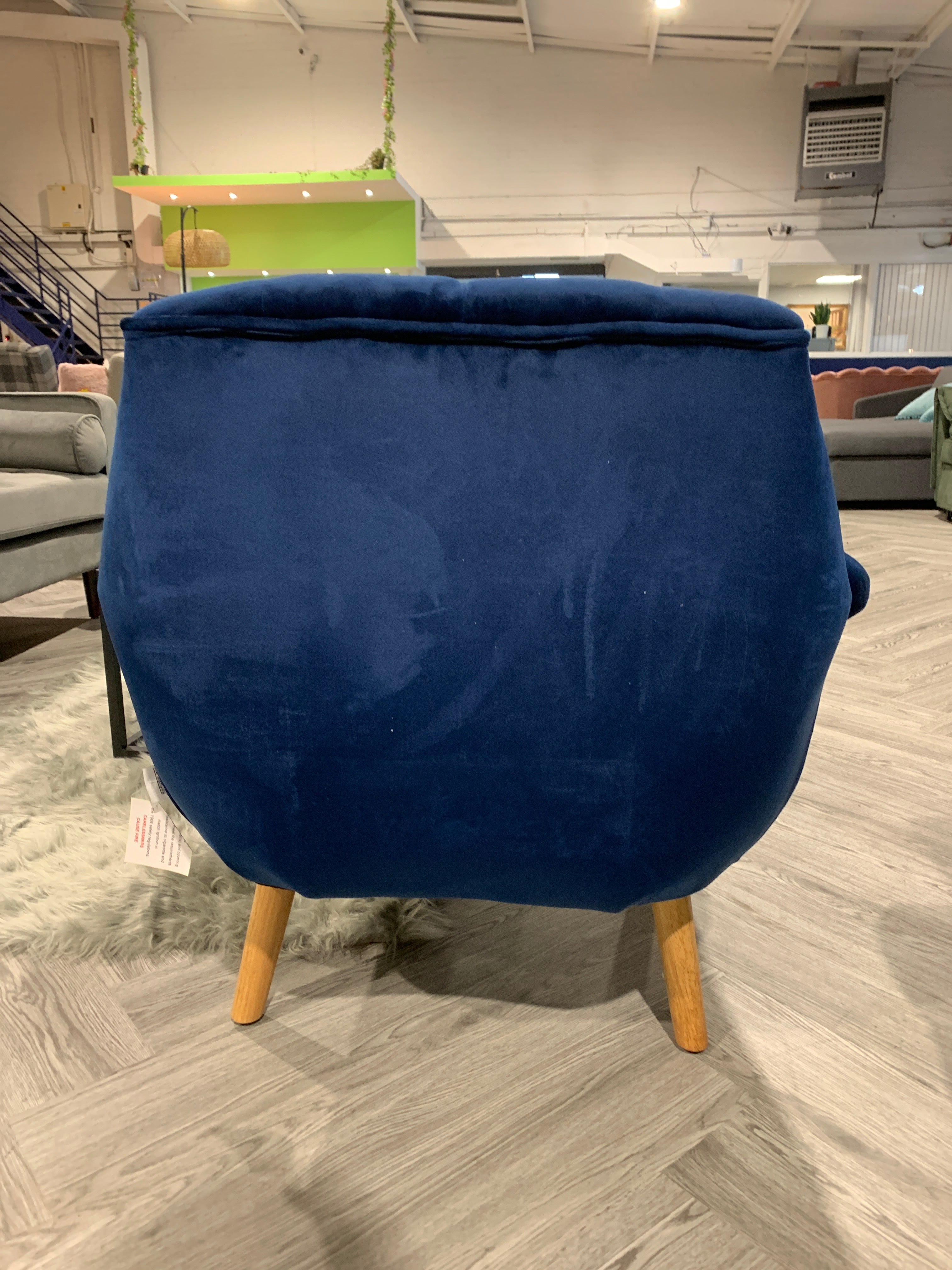 Blue Velvet Channel Occasional Armchair