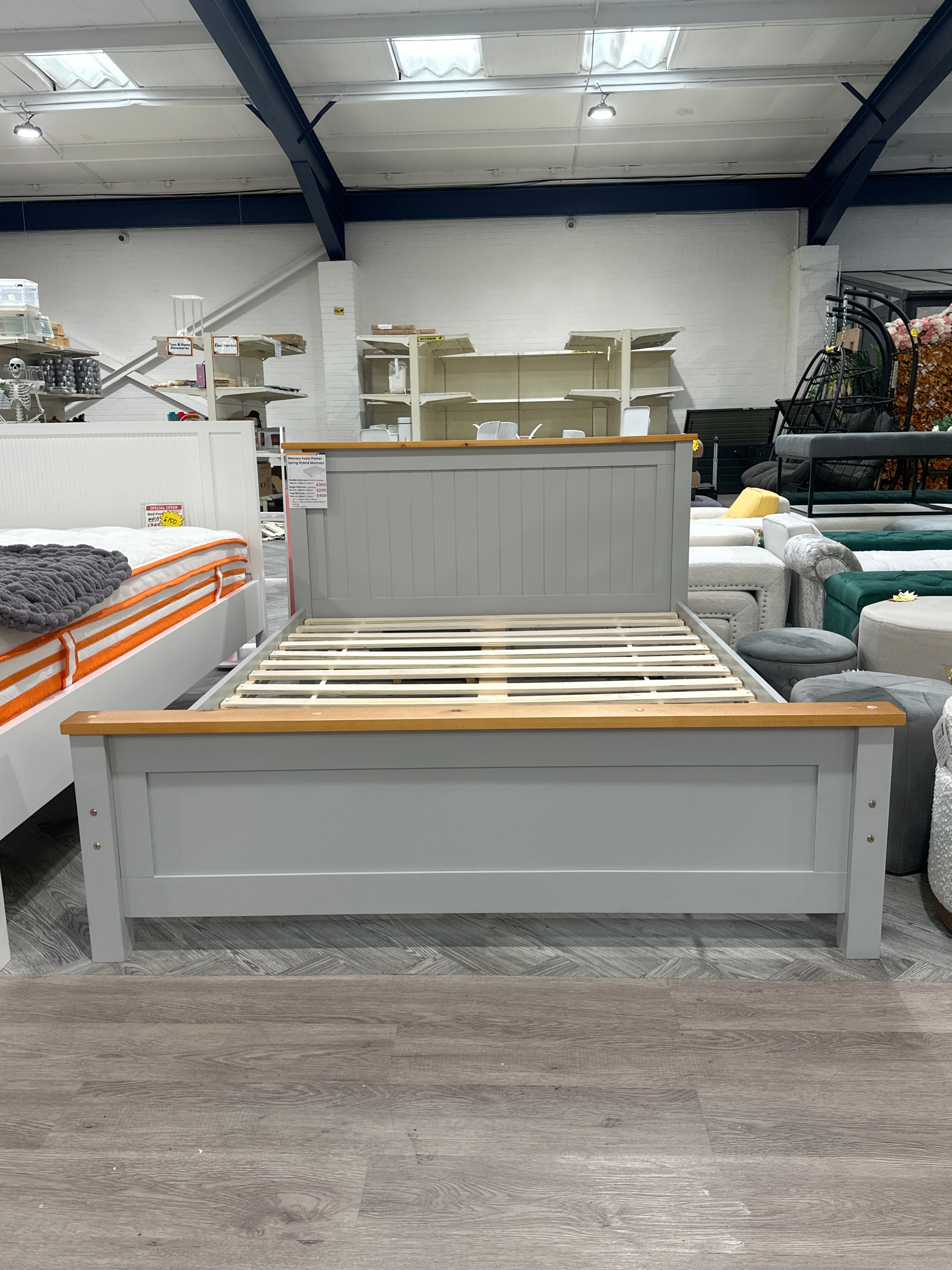 Double Sized Light Grey Bed Frame