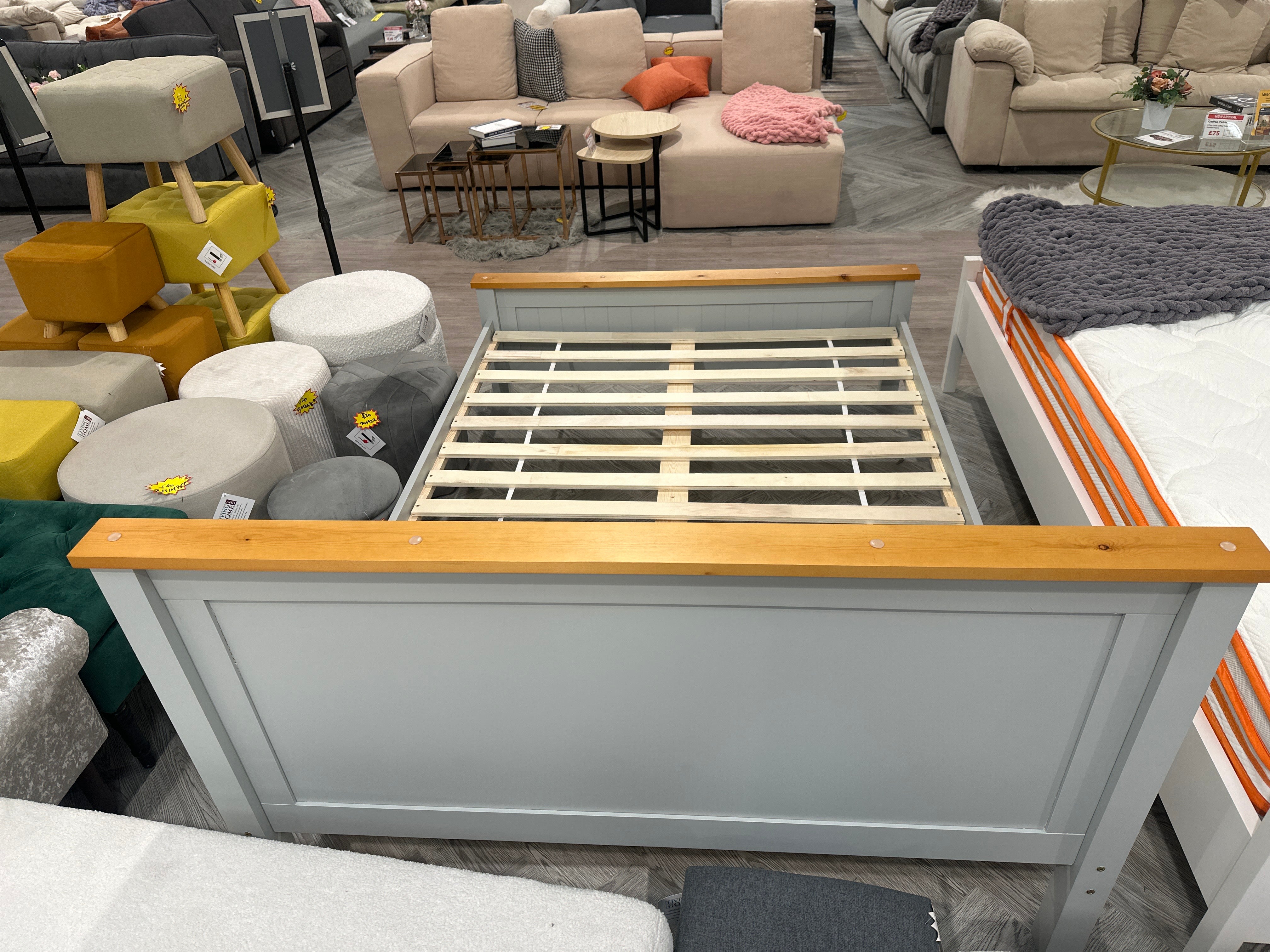 Double Sized Light Grey Bed Frame