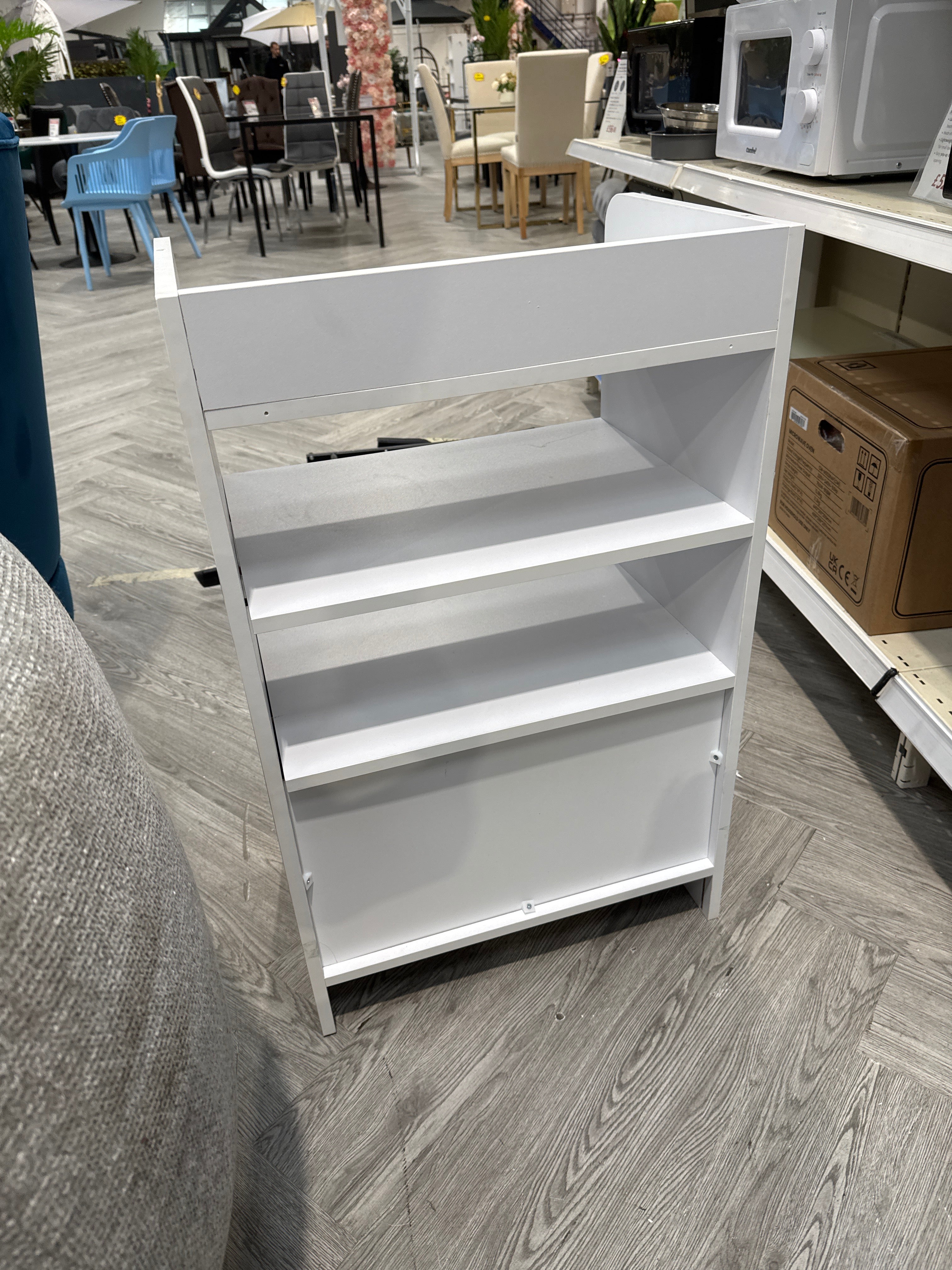 White Contemporary Wooden Sideboard Cabinet with Open Storage