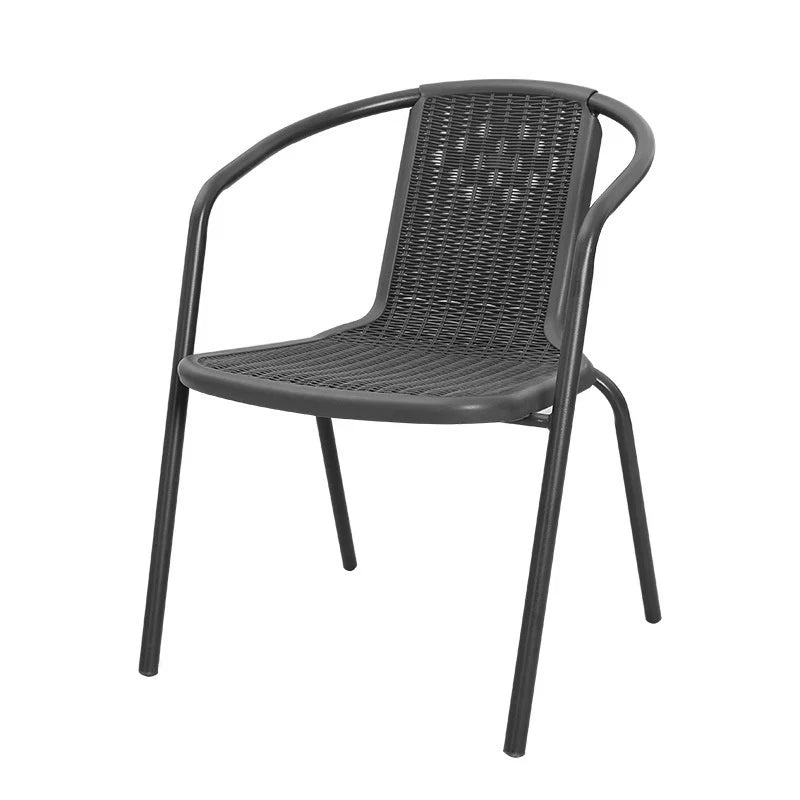 New PE Rattan Stacking Garden Chairs Black Set of 2