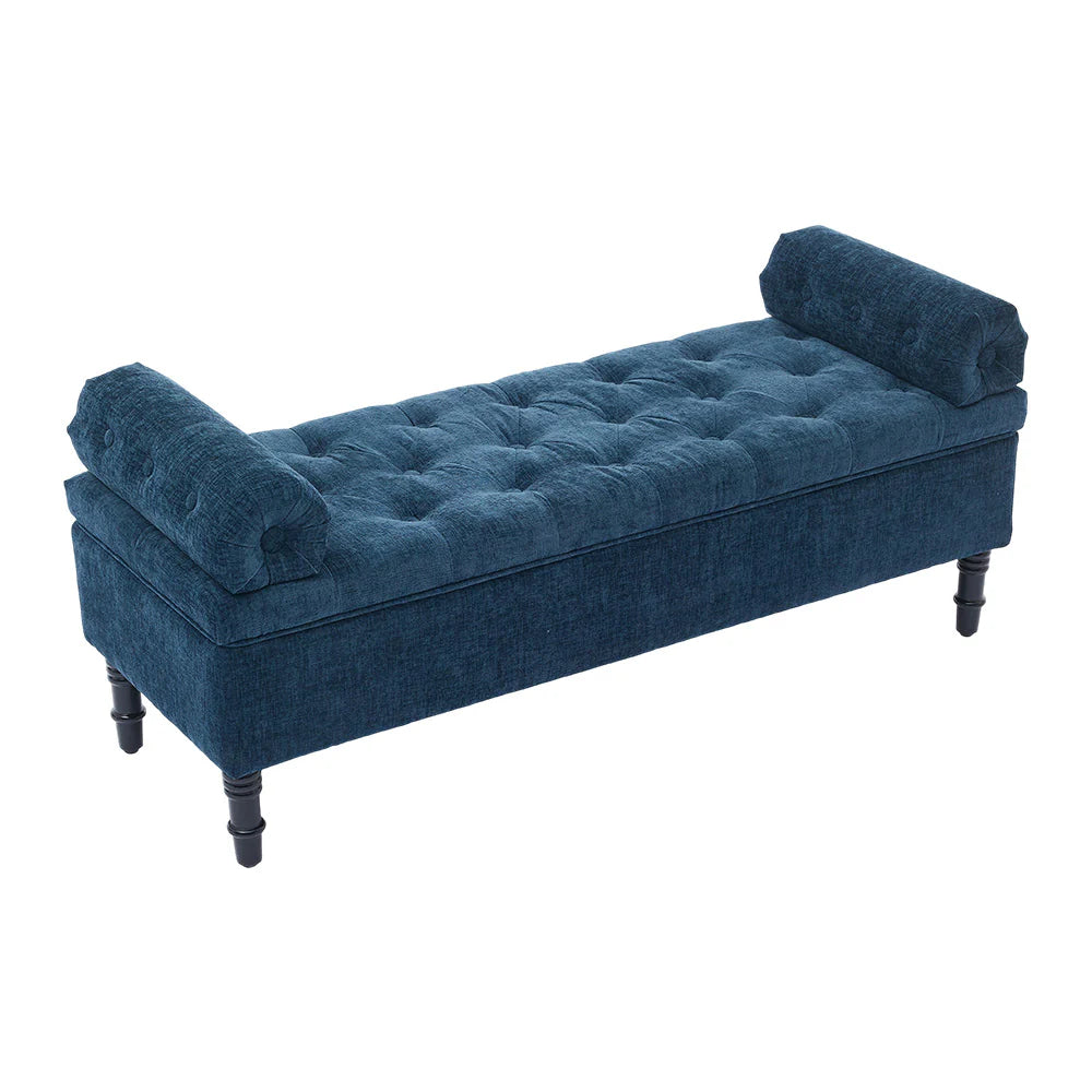 Chenille Upholstered Storage Bench