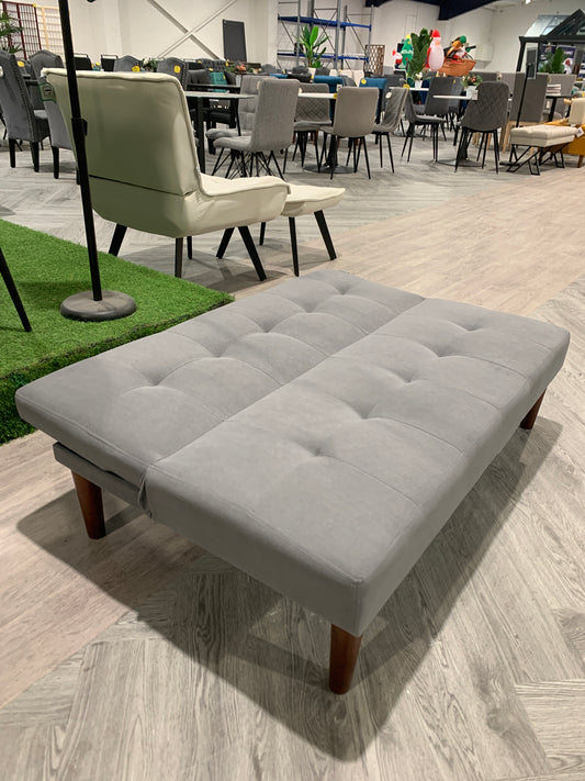 Small Modern Convertible Sofa Bed with Wooden Legs Grey