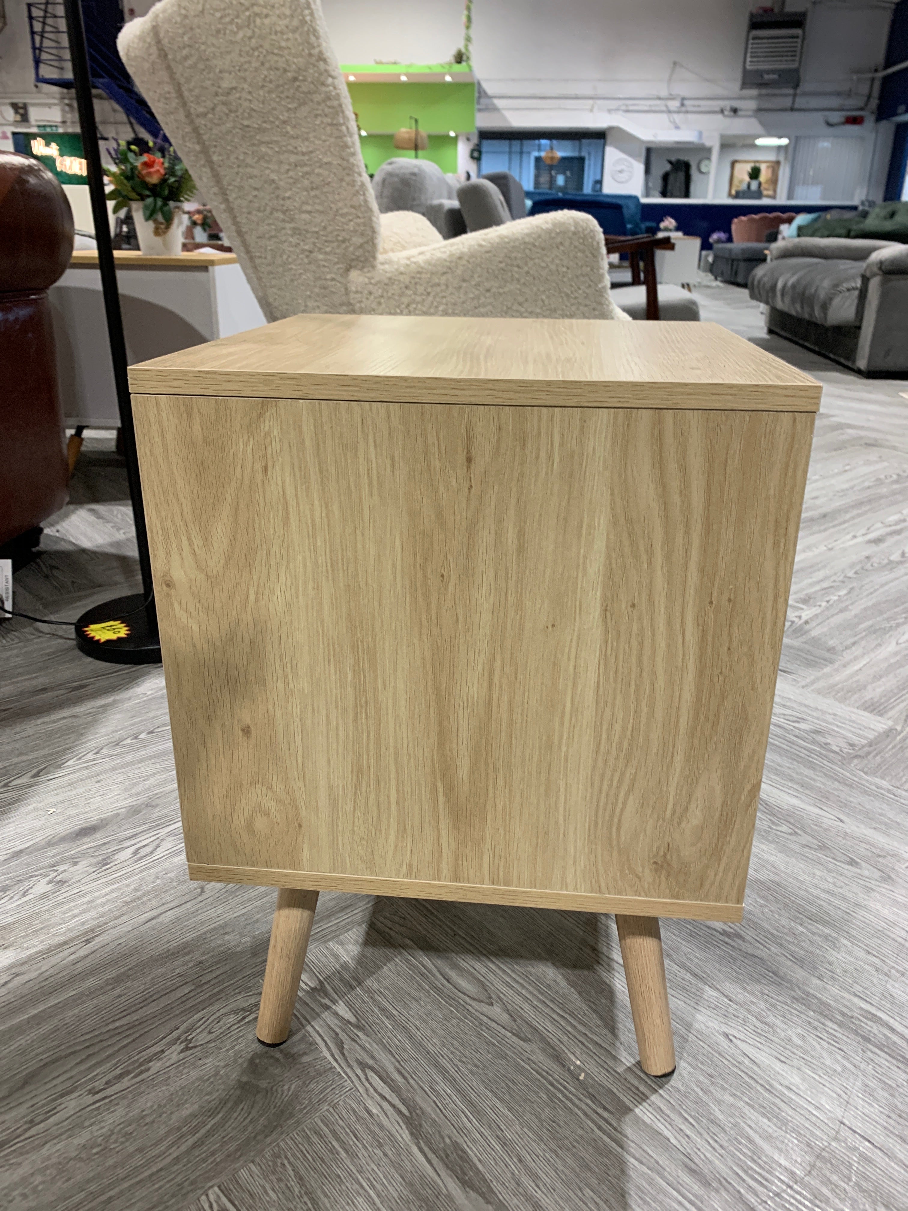 Wood and Rattan Chest of 2 Drawer Bedside Cabinet