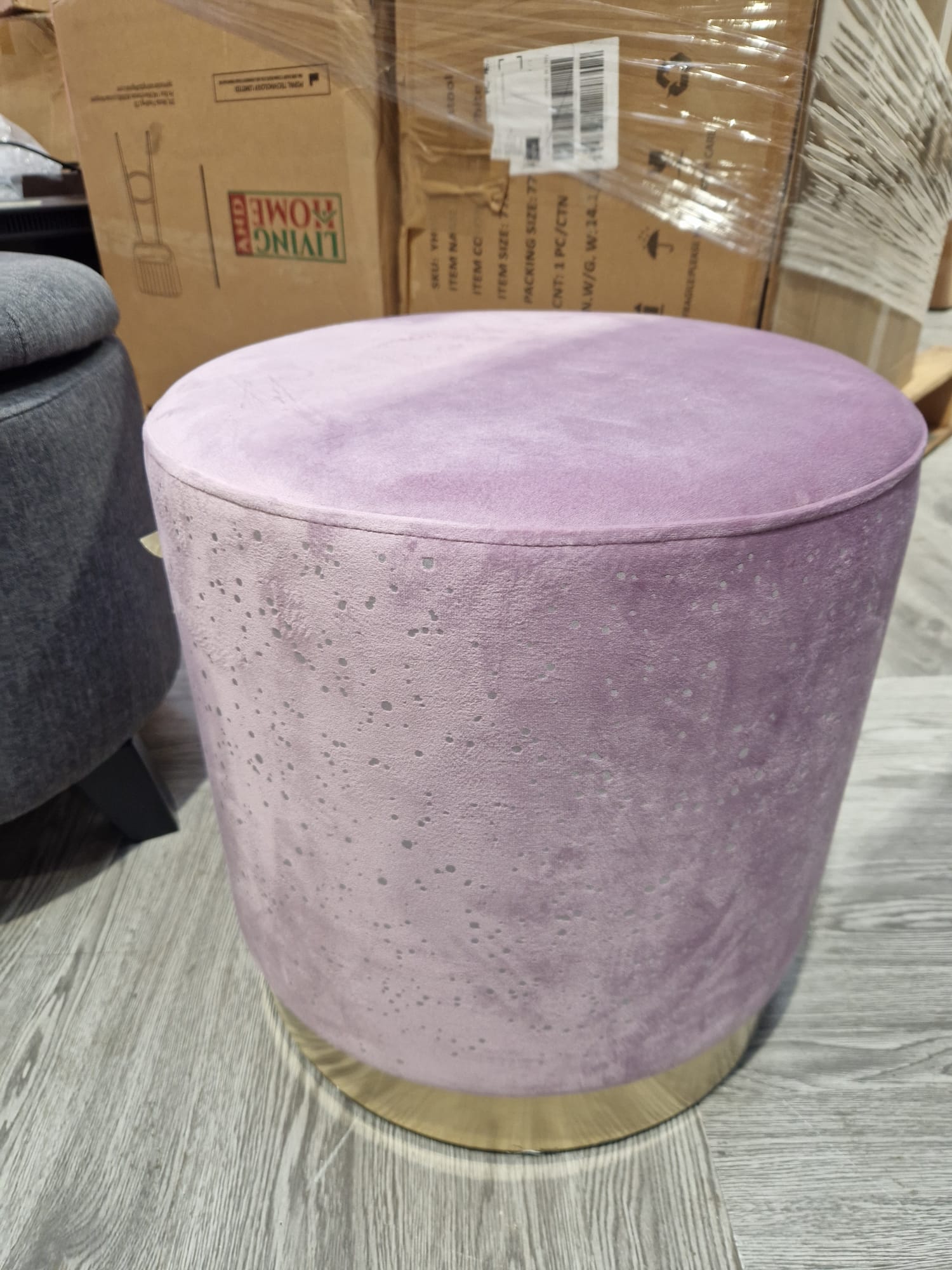 Purple Round Velvet Dressing Table Stool Footstool Ottoman