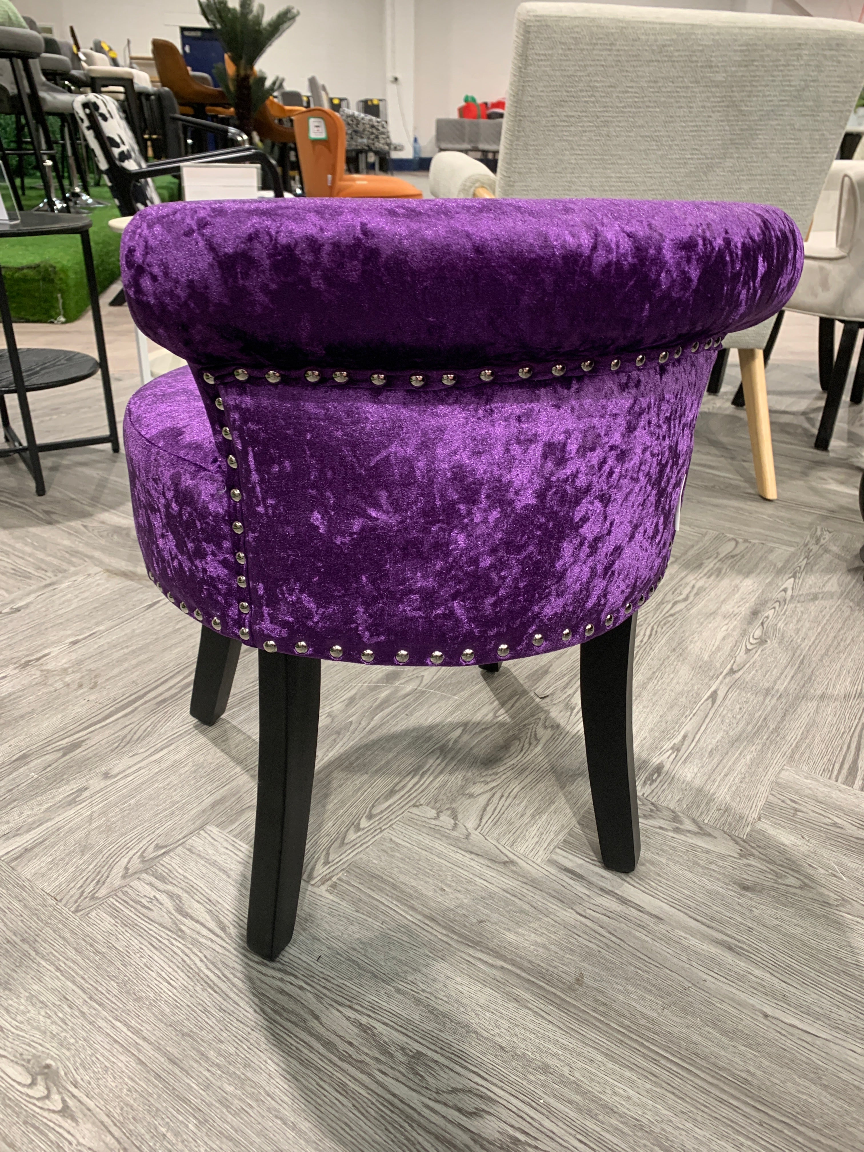 Velvet Bedroom Chair Makeup Vanity Padded Dressing Stool Purple