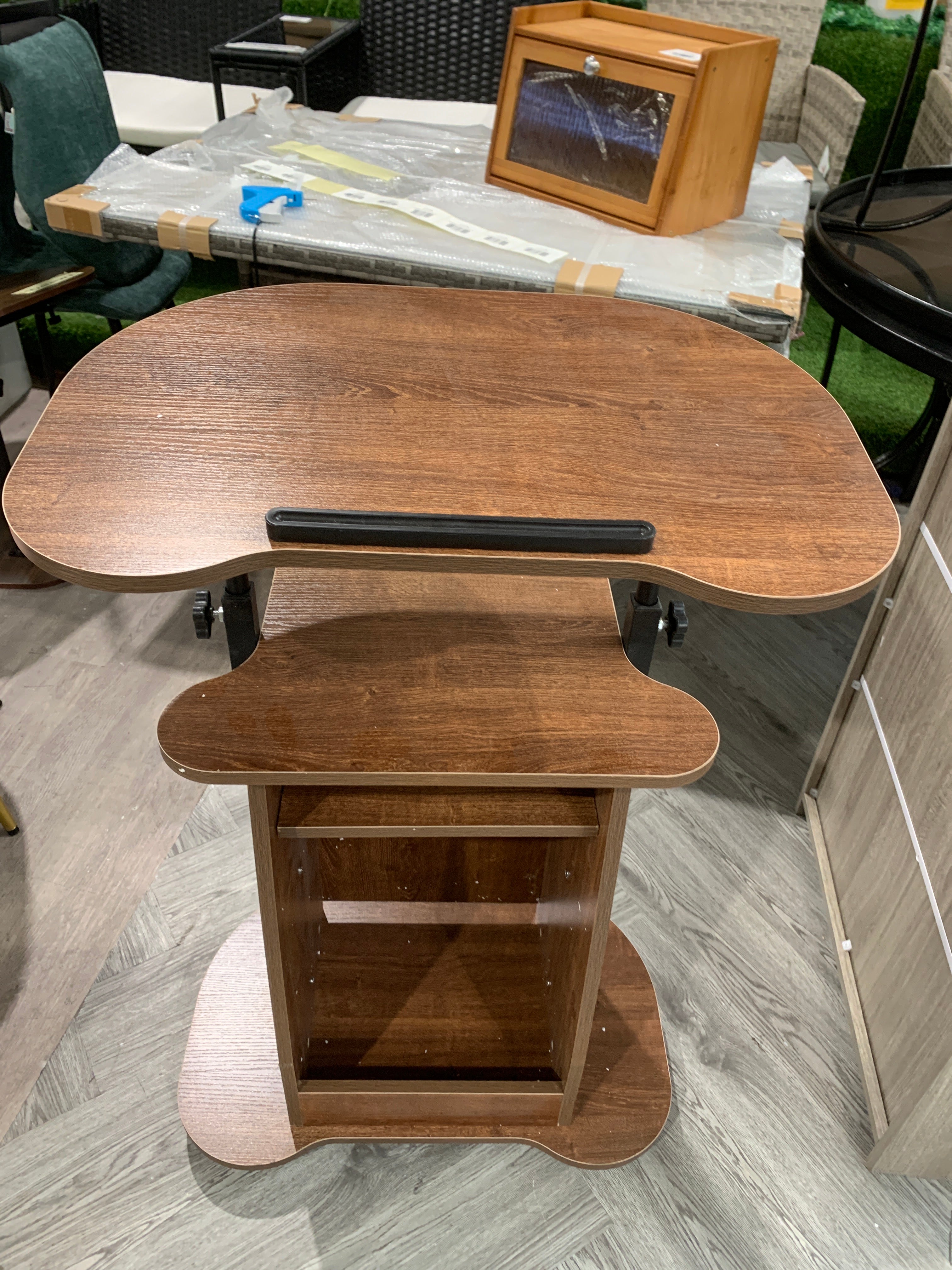Adjustable Height Mobile Bedside Table Brown