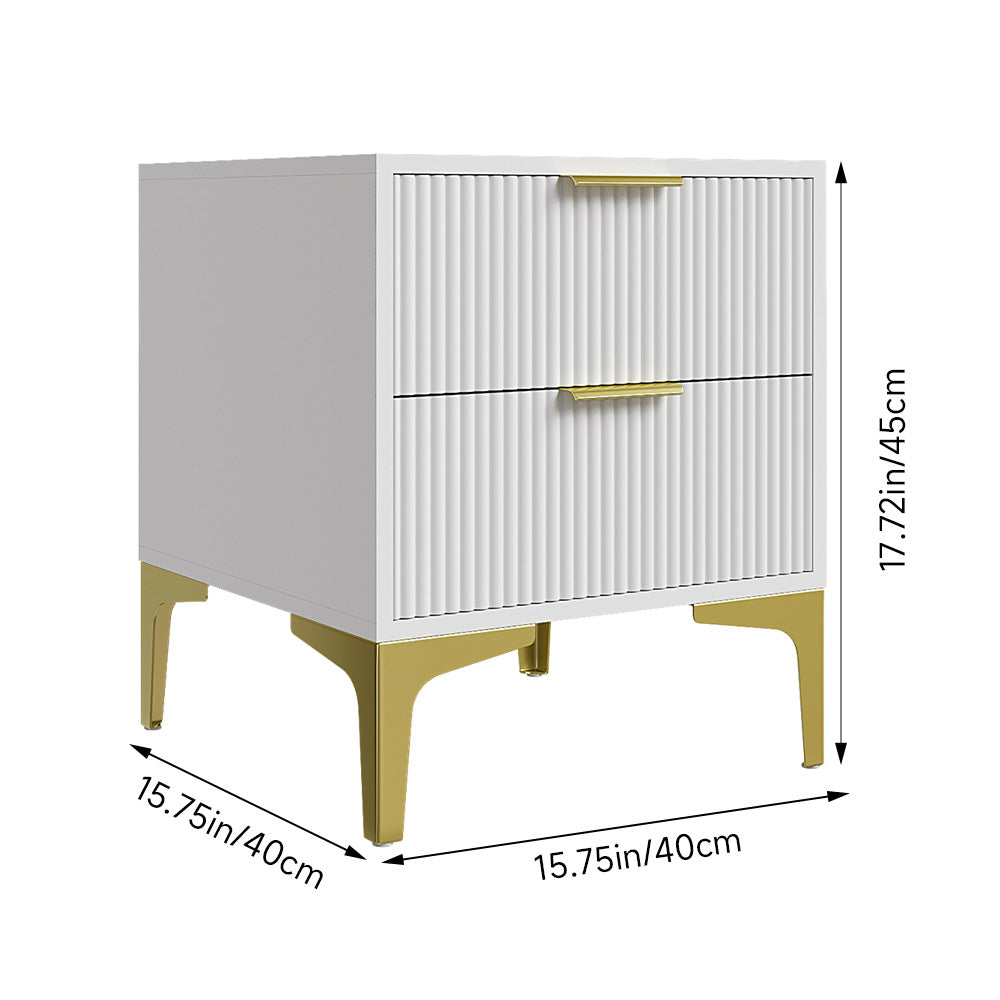 New Bedside Table with Two Drawers with Anti Slip Metal Legs