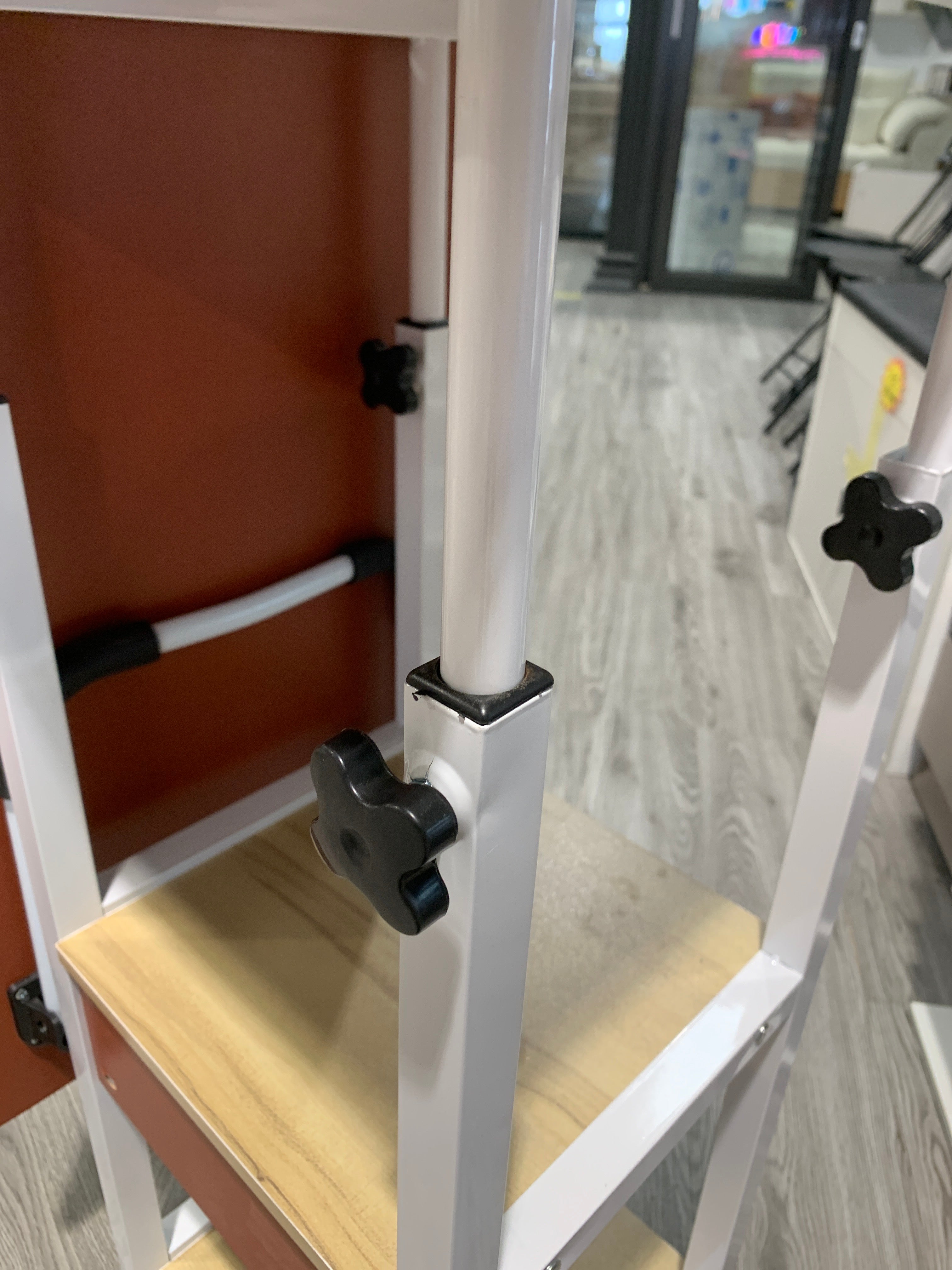 Height Adjustable Mobile Table with 2 Side Shelves Overbed table