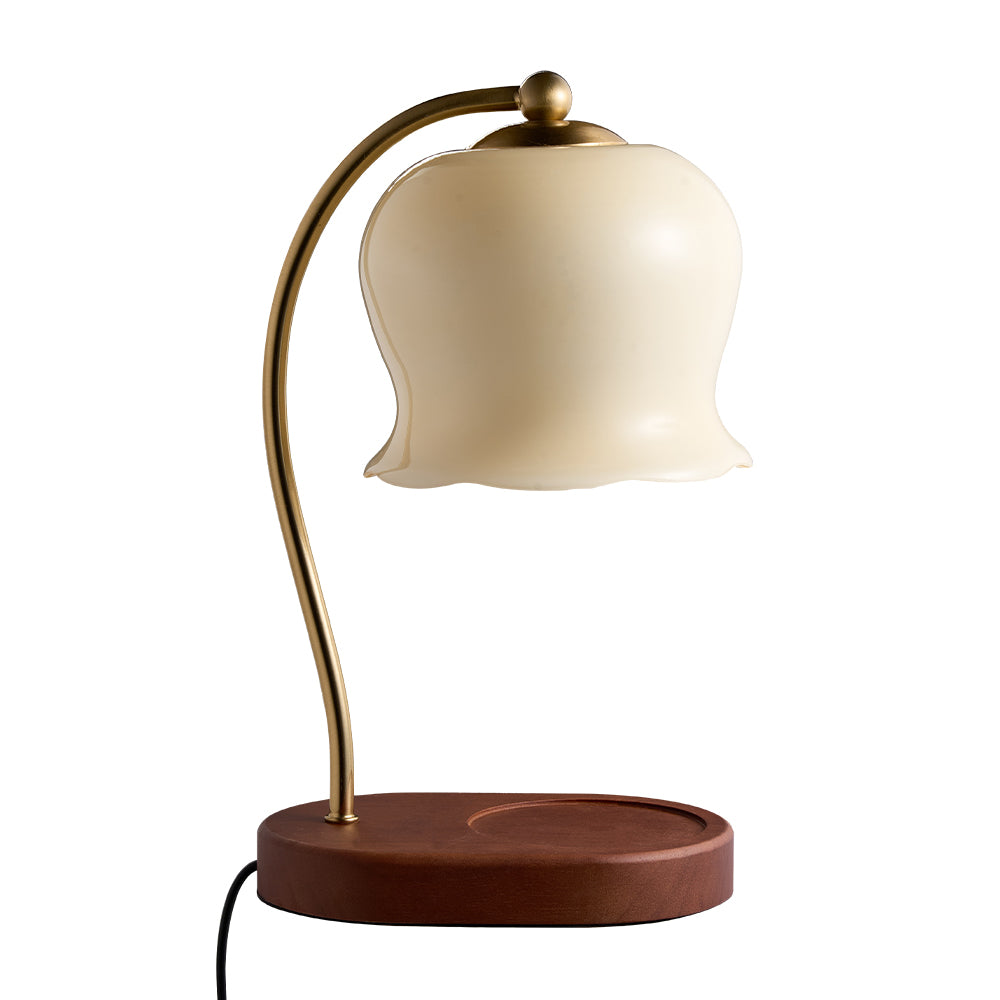 New Flower Table Lamp with Wooden Base Adjustable Light