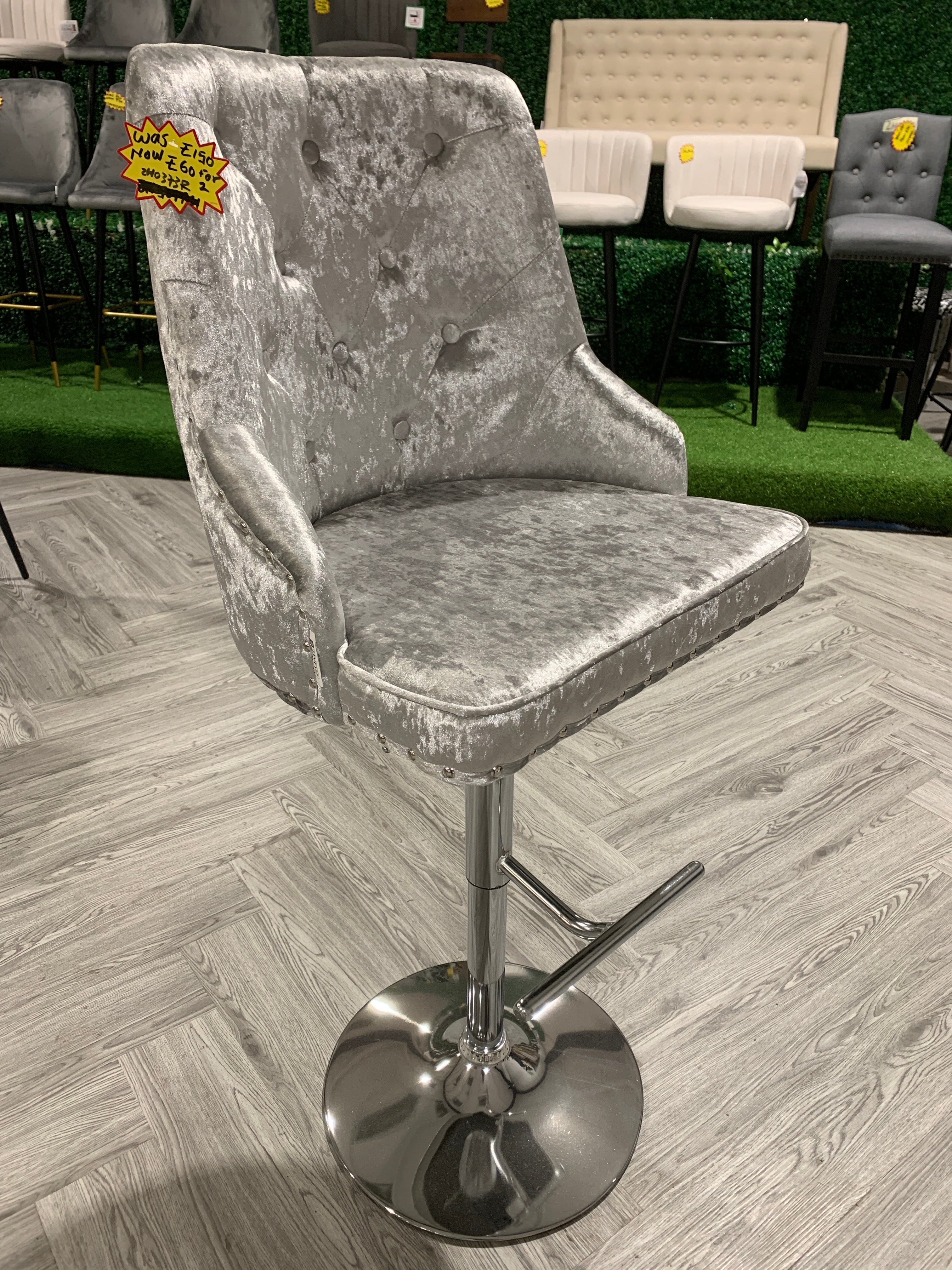 Silver Grey Bar Stool Gas Lift Chair 1PC