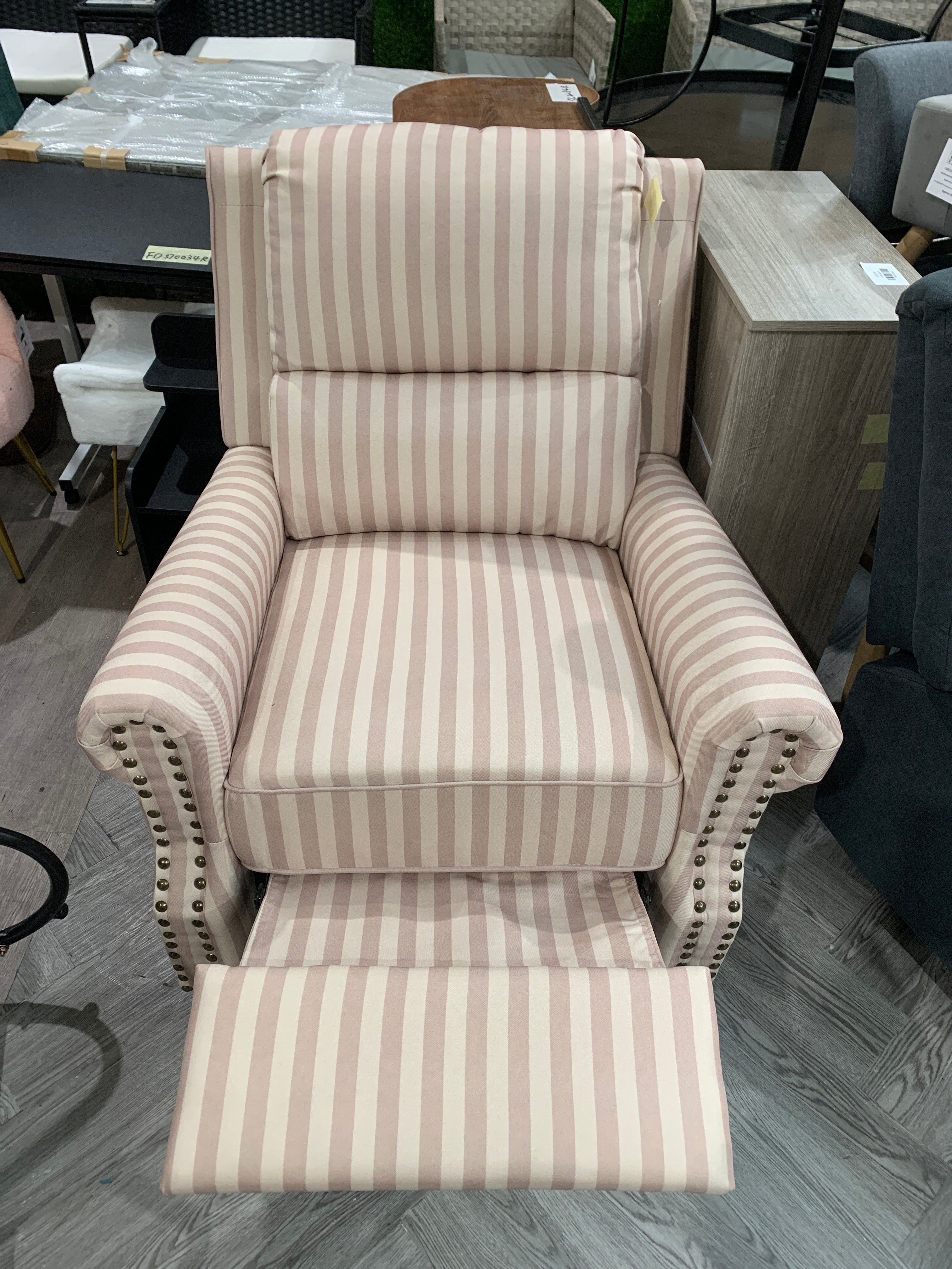 Single Sofa Recliner Chair Armchair with Footrest Light Brown and Beige White