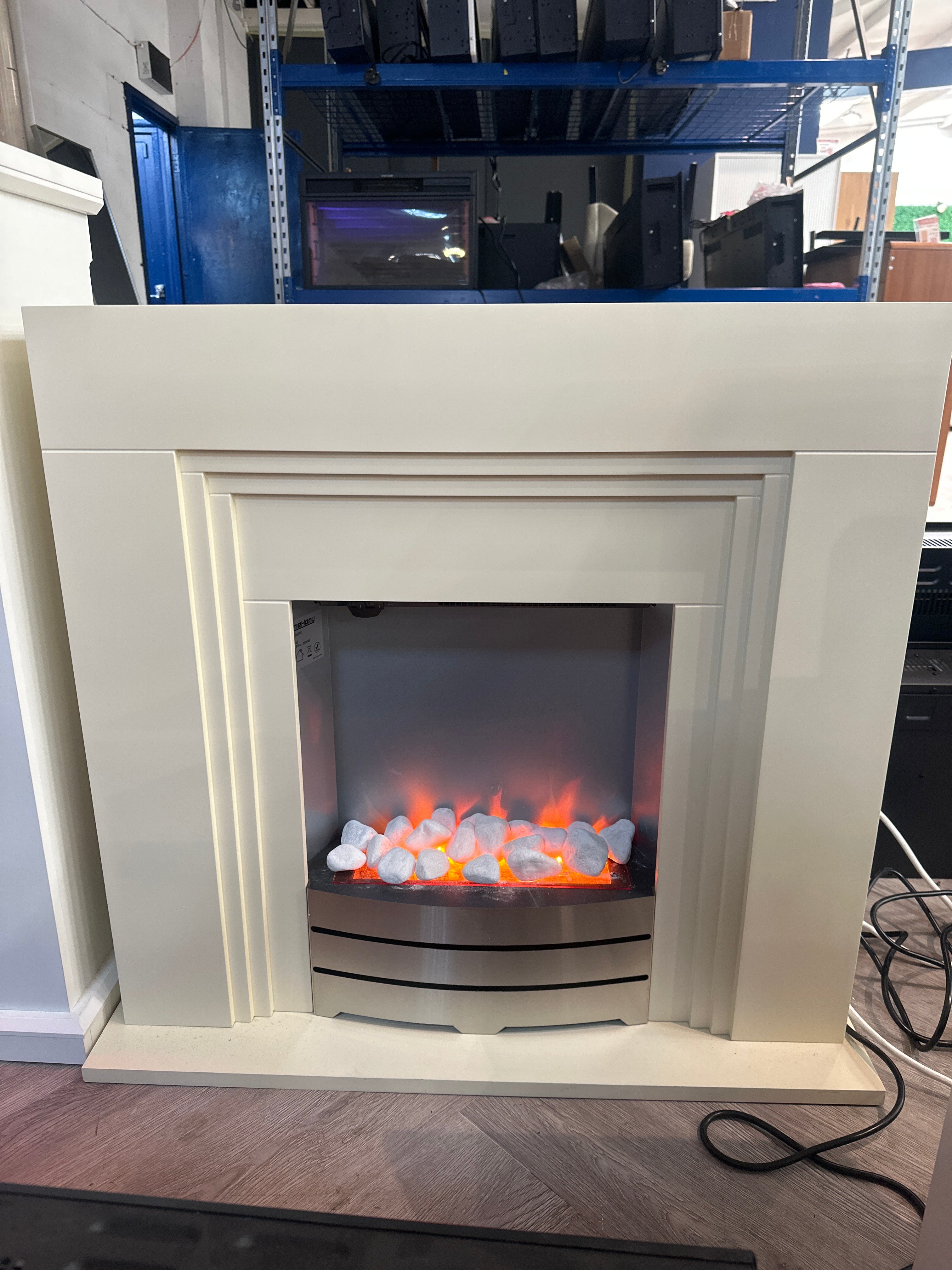 32 Inch Electric Freestanding Fireplace Suite with Mantel