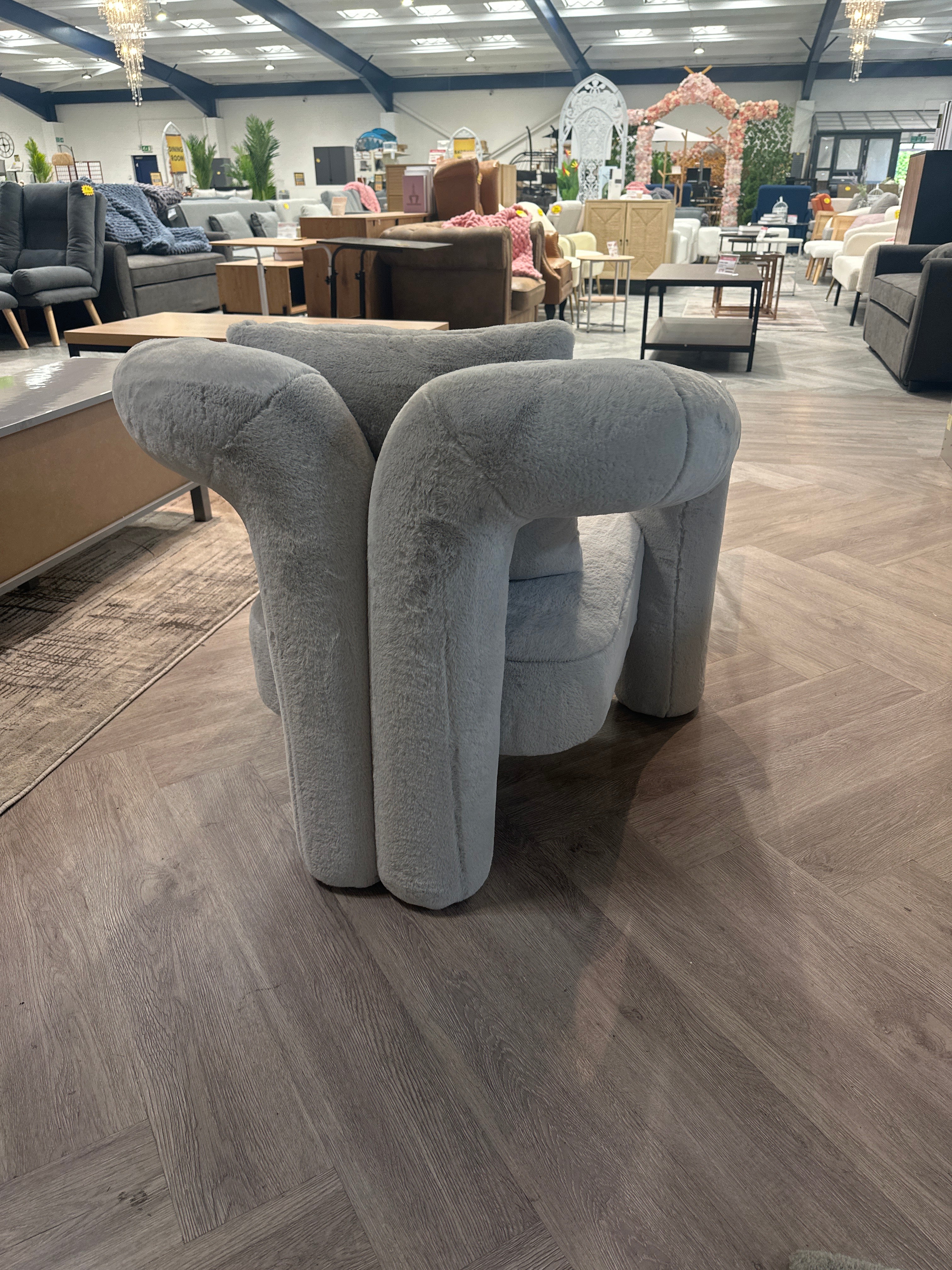 New Plush Upholstered Angel Armchair Grey